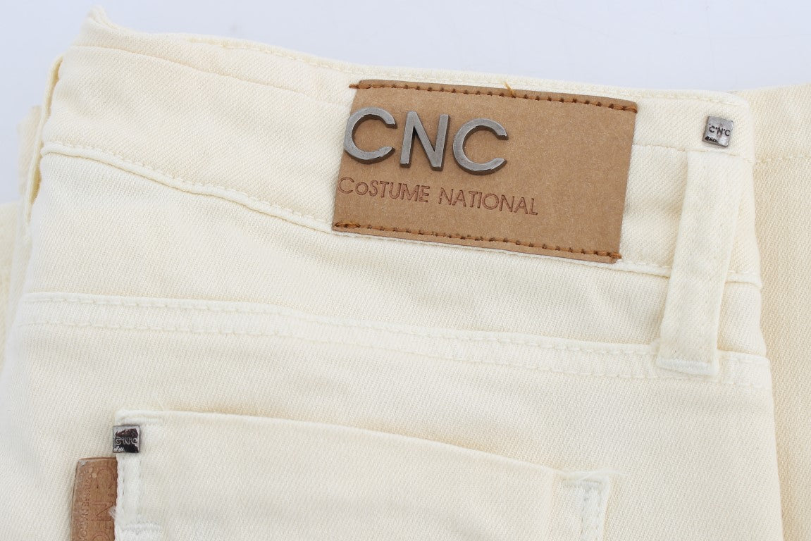 Costume National Cotton Stretch Flare Jeans — White, view 8