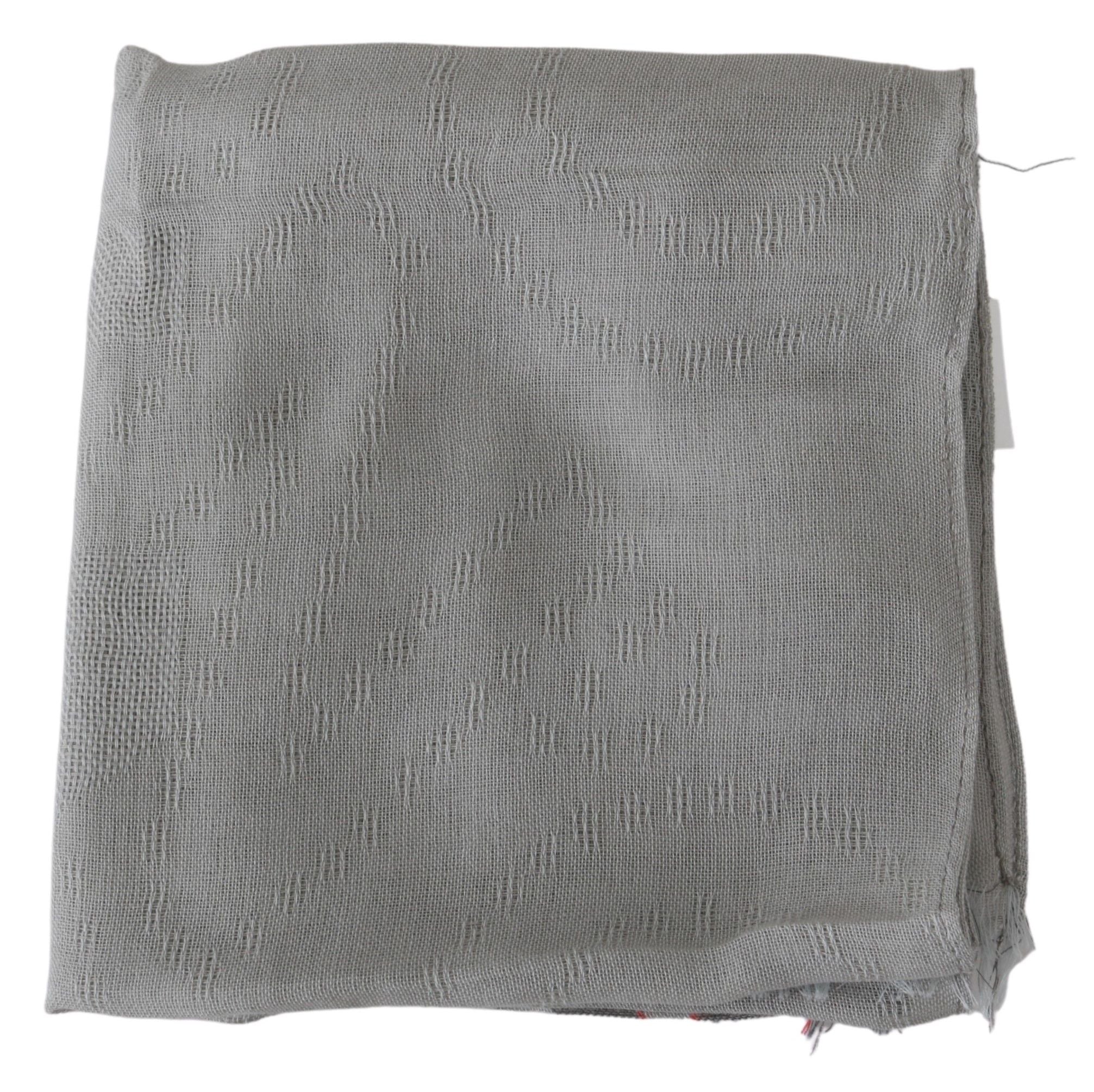Costume National Fringe-Trimmed Cotton Scarf — Gray, view 3
