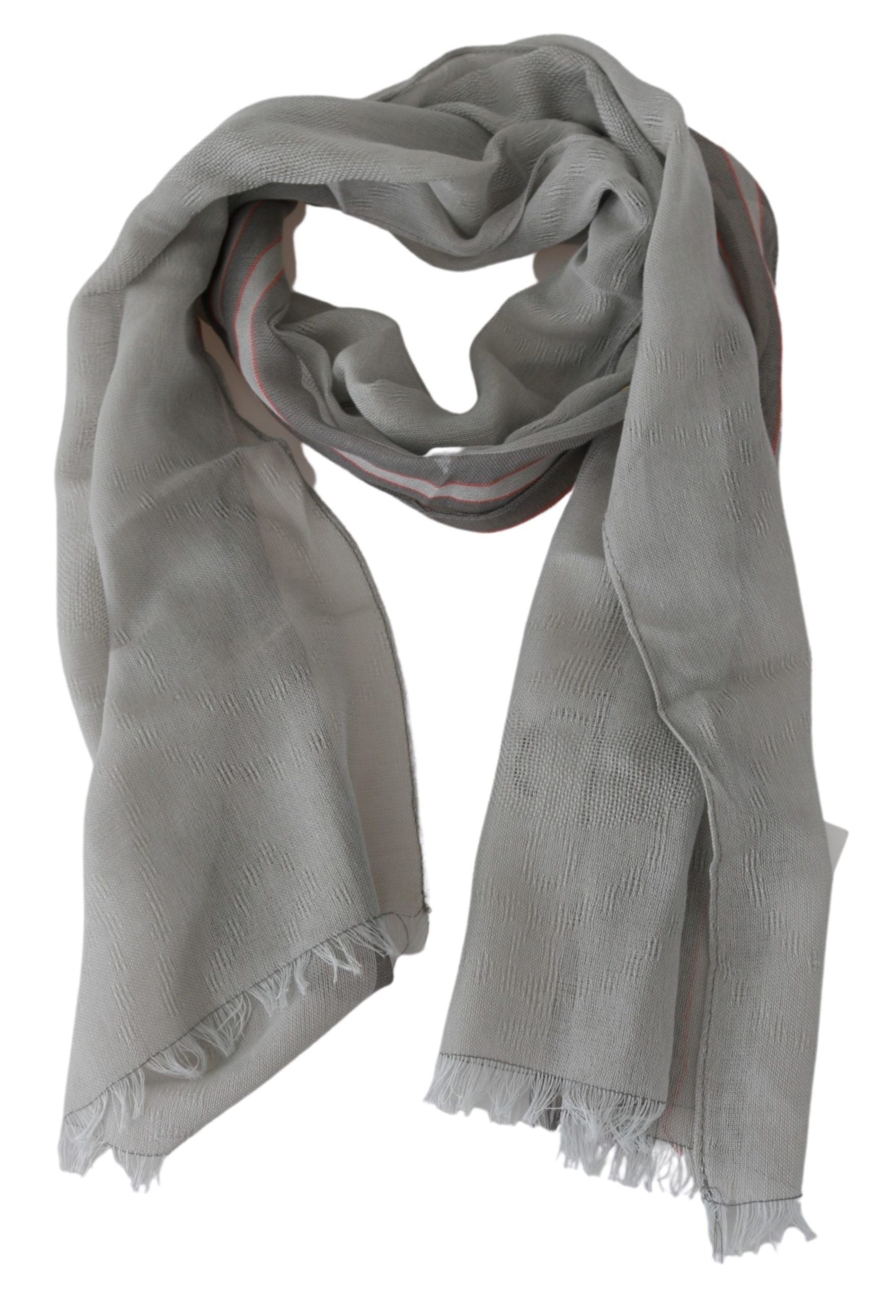 Costume National Fringe-Trimmed Cotton Scarf — Gray, view 4