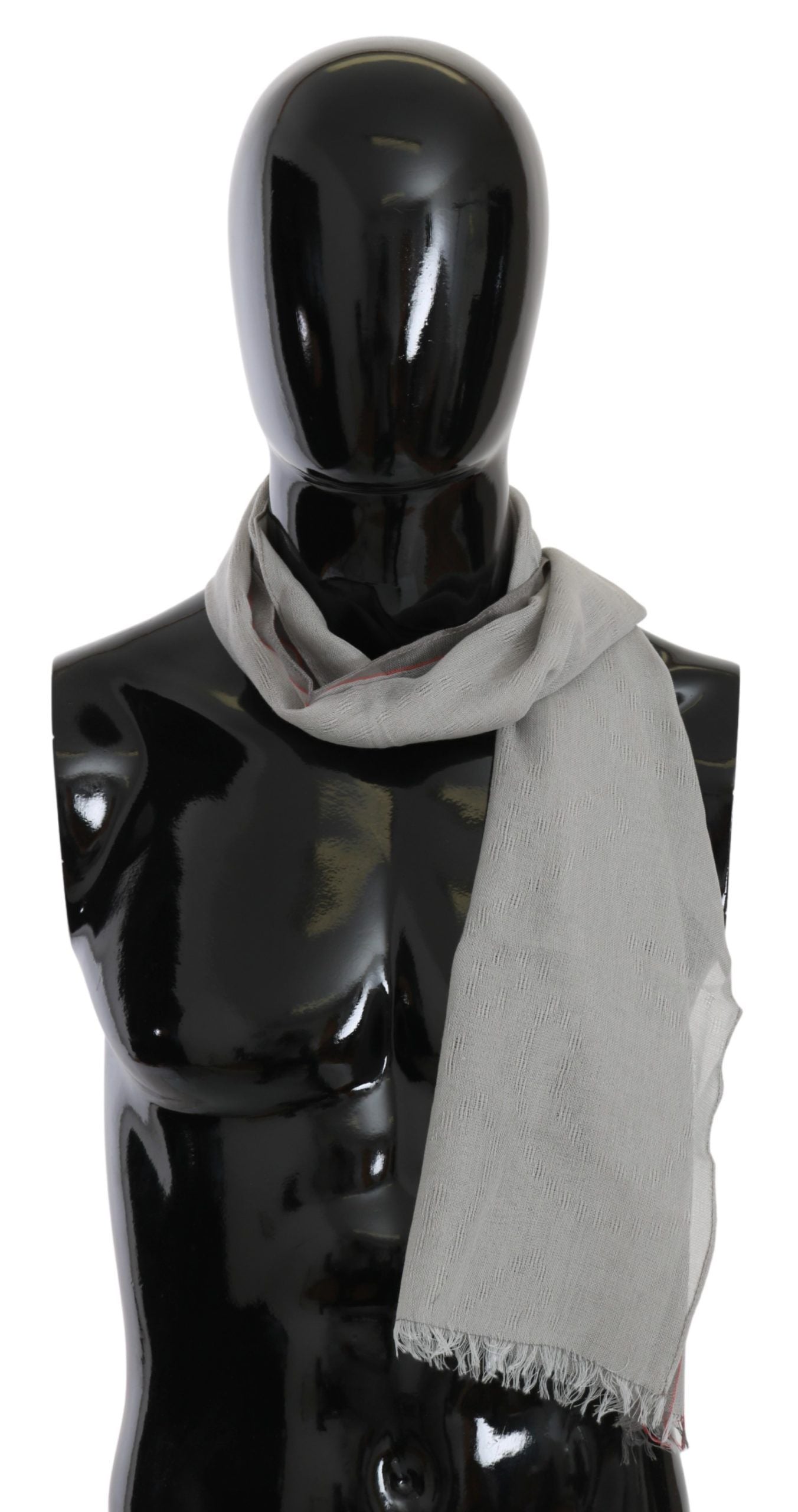 Costume National Fringe-Trimmed Cotton Scarf — Gray, view 5