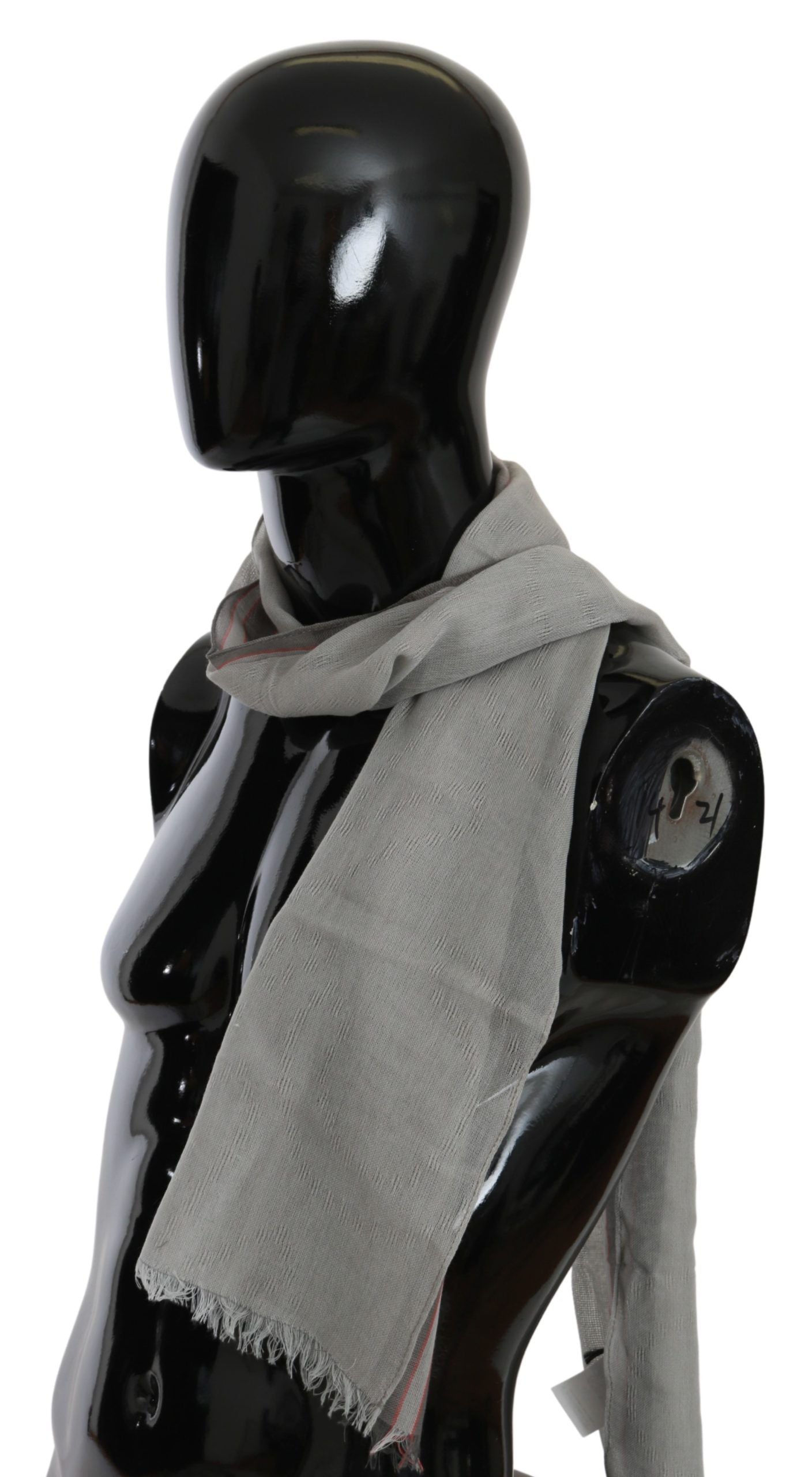 Costume National Fringe-Trimmed Cotton Scarf — Gray, view 6