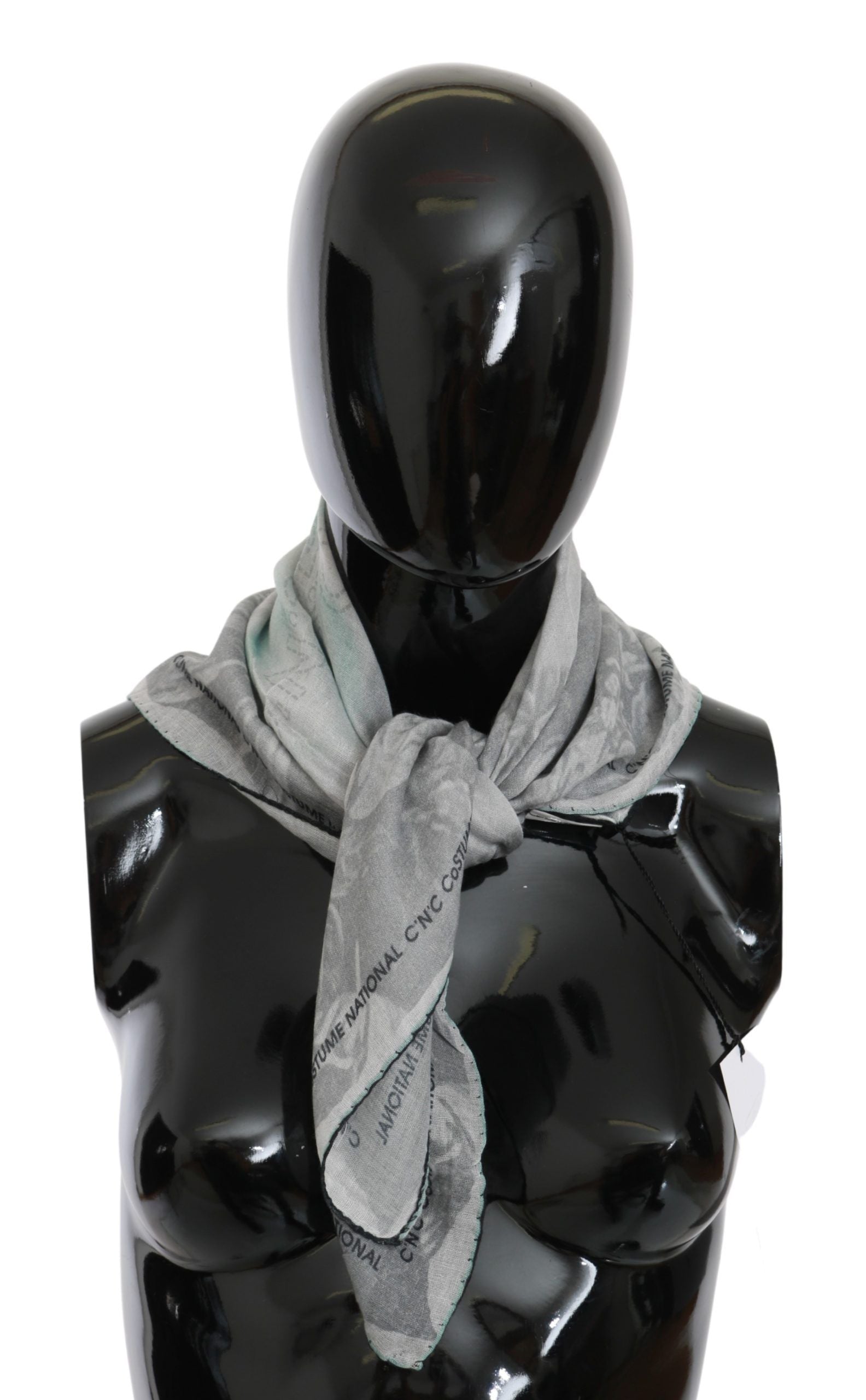 Costume National Silk Foulard Scarf — Gray, view 5