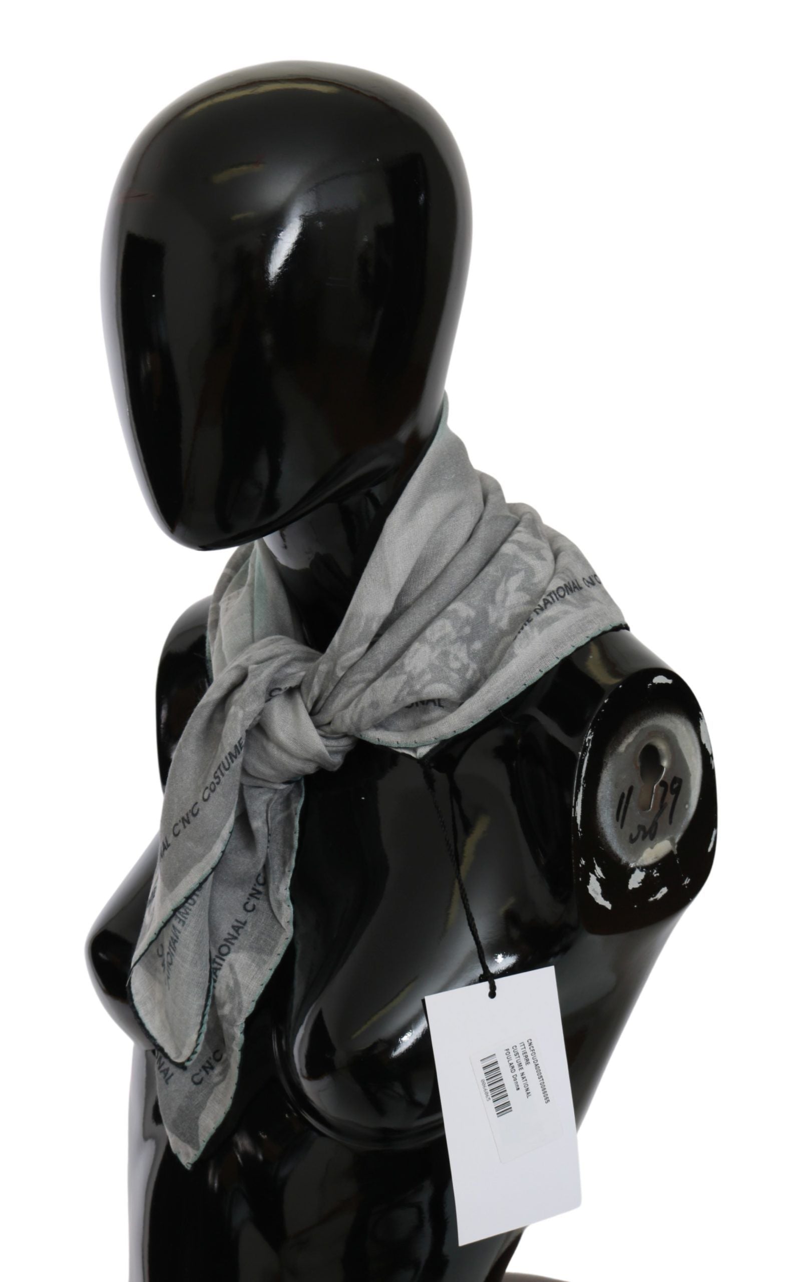 Costume National Silk Foulard Scarf — Gray, view 6