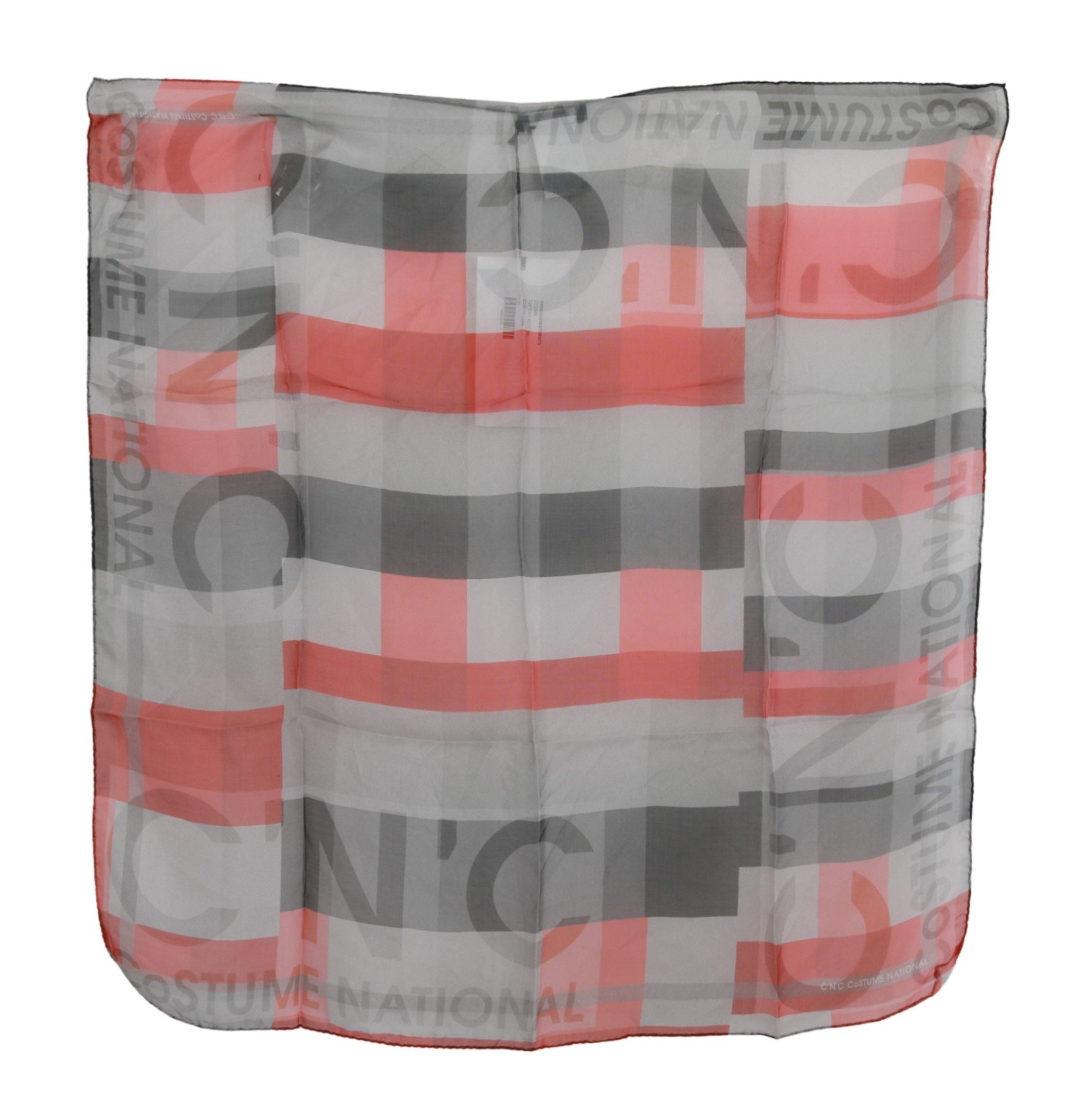 Costume National Logo-Embroidered Silk Scarf — Gray, view 2