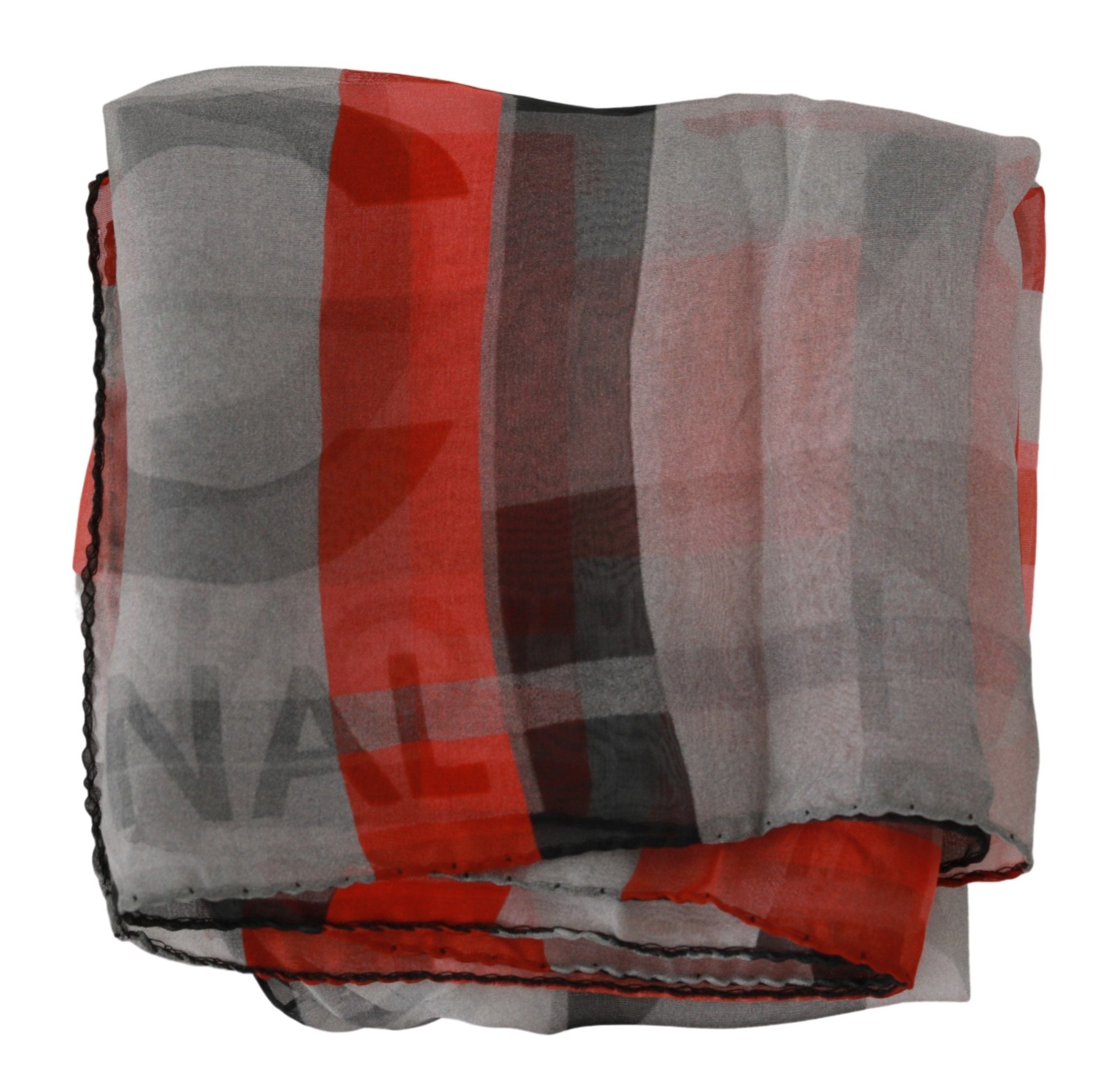 Costume National Logo-Embroidered Silk Scarf — Gray, view 3