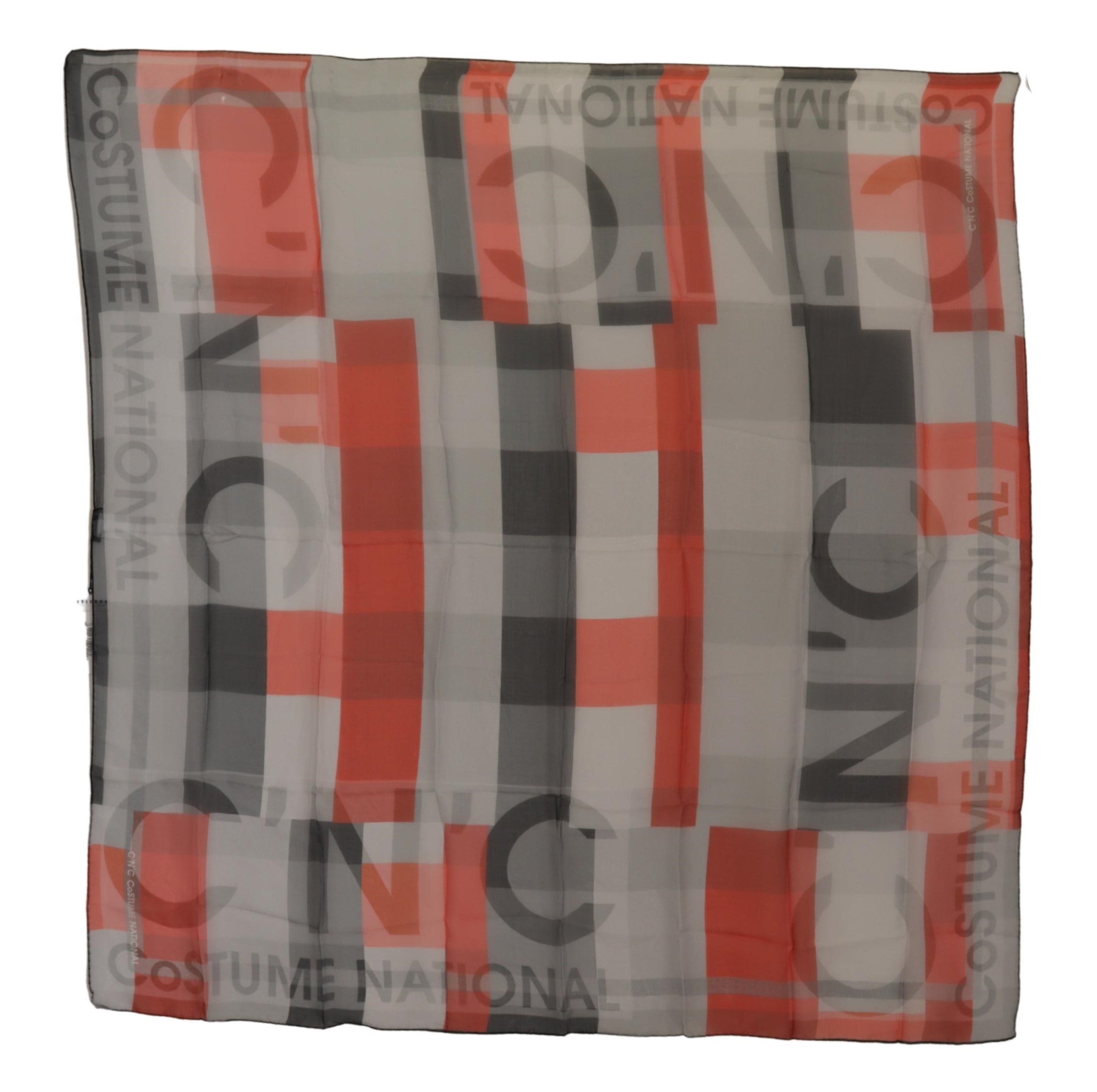Costume National Checkered Silk Scarf — Gray, view 3