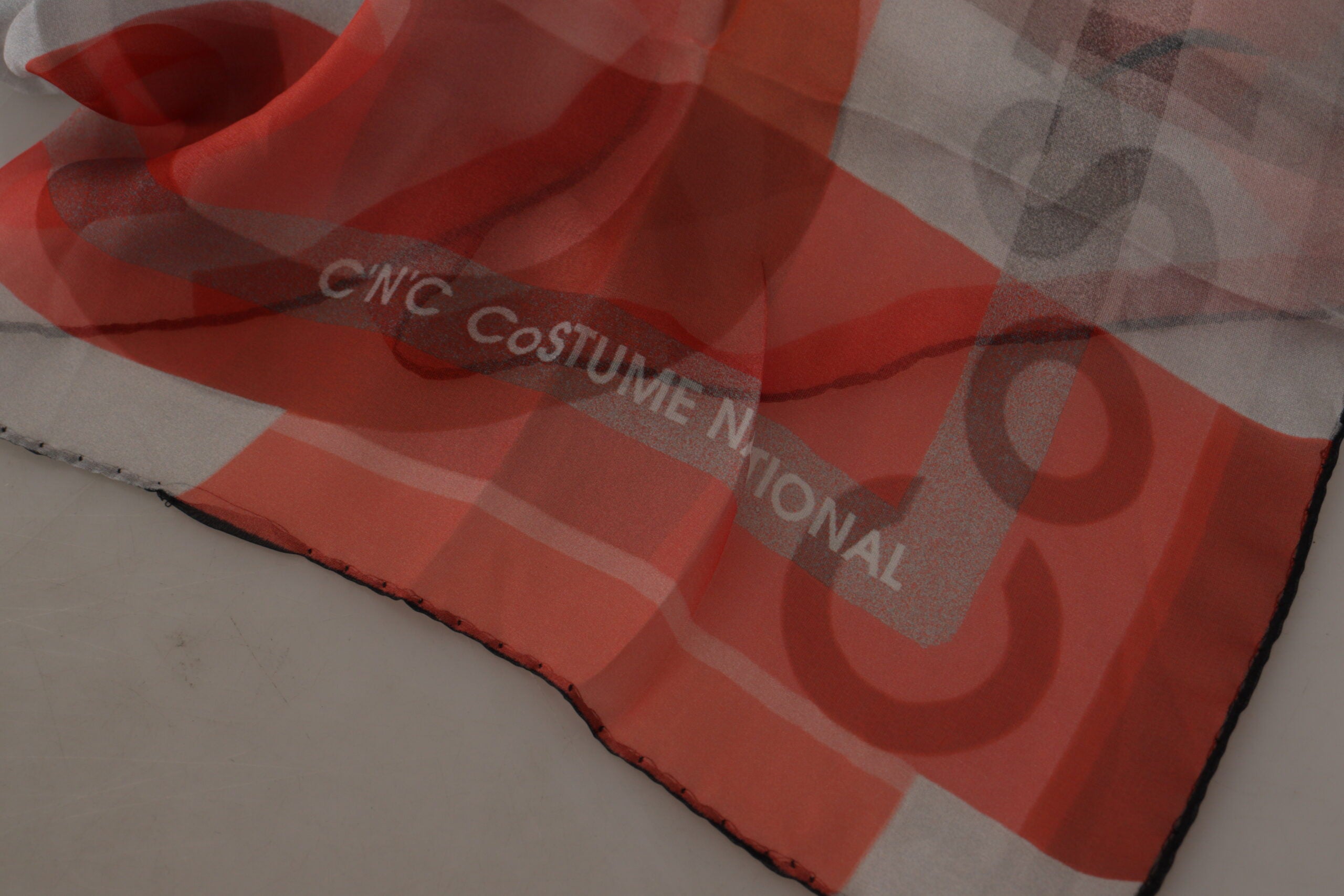 Costume National Checkered Silk Scarf — Gray, view 4