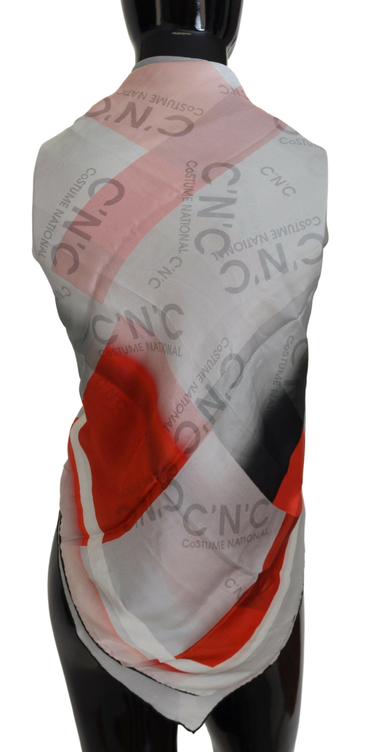 Costume National Checkered Silk Scarf — Gray by Costume National