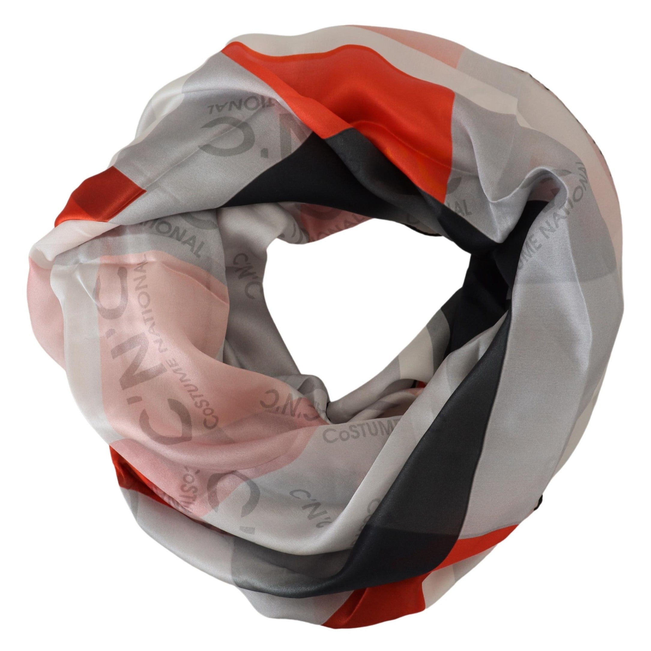 Costume National Checkered Silk Scarf — Gray, view 5