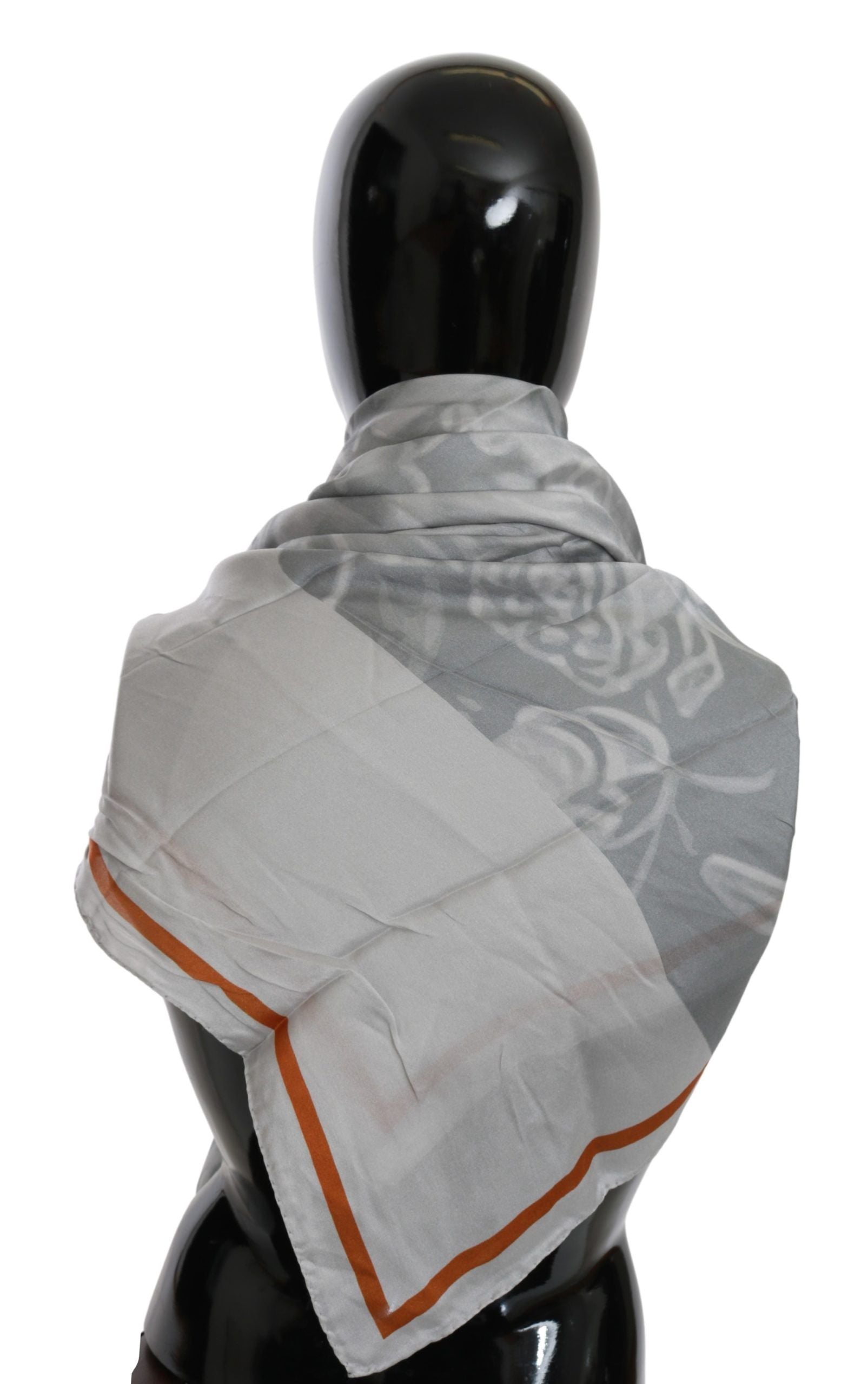 Costume National Silk Floral Foulard Scarf — Gray, view 2