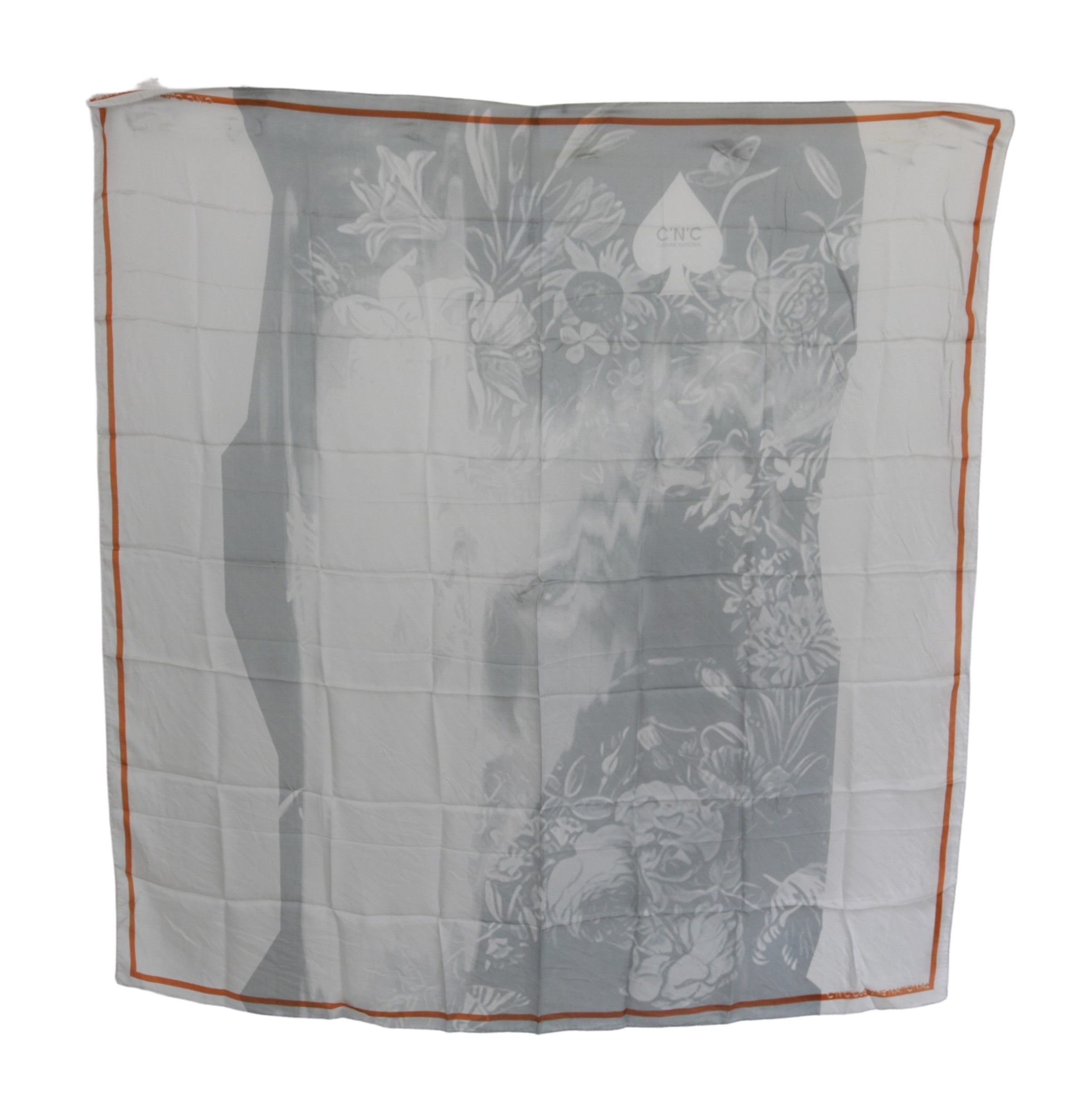 Costume National Silk Floral Foulard Scarf — Gray, view 3