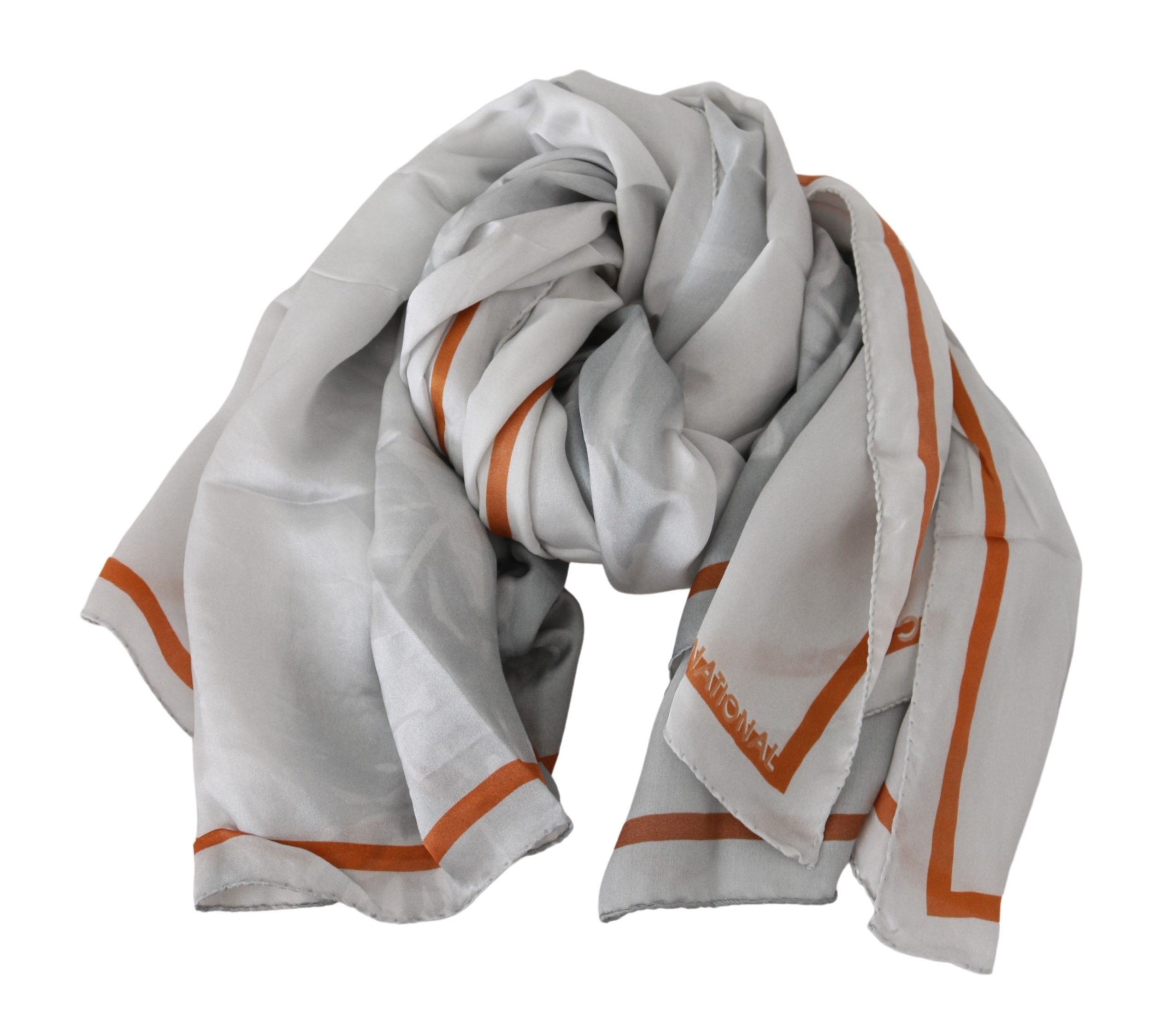 Costume National Silk Floral Foulard Scarf — Gray, view 4