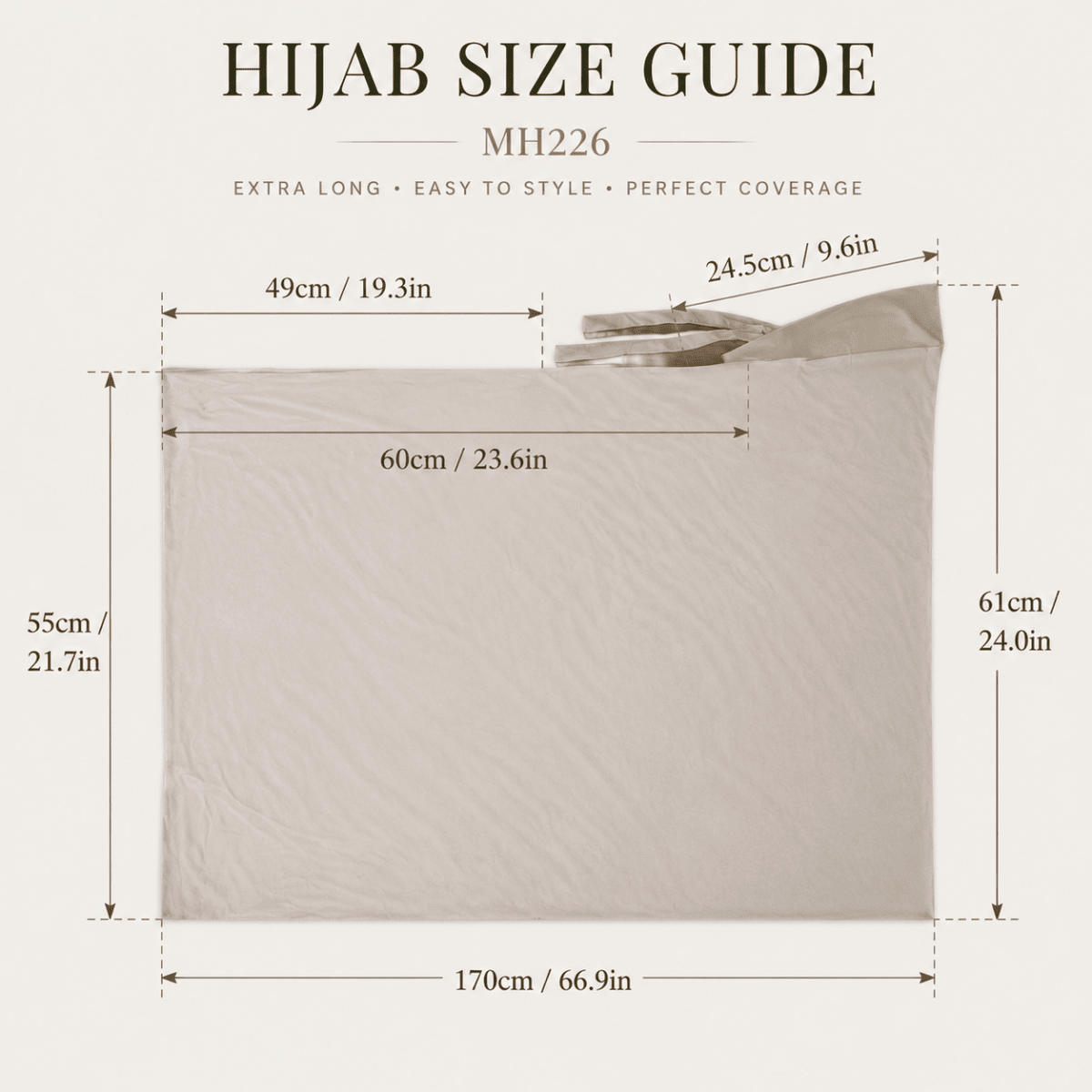 Cotton Modal Long Tail Hijab – Non-Slip, Breathable Instant Hijab (MH226), view 7