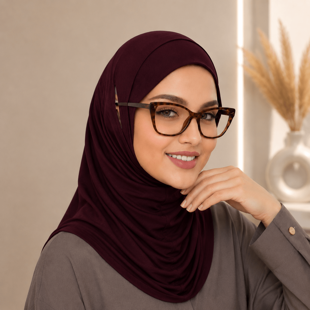 Stretch-Fit Instant Hijab — Cotton Modal, Earphone-Friendly (MH224), view 2