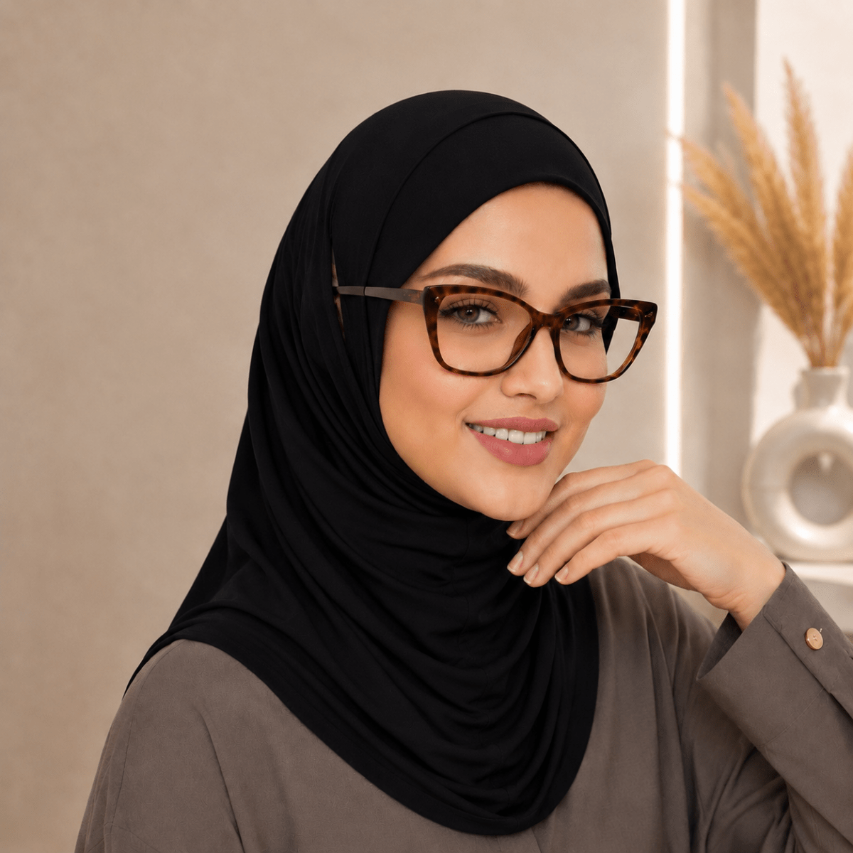 Stretch-Fit Instant Hijab — Cotton Modal, Earphone-Friendly (MH224), view 3