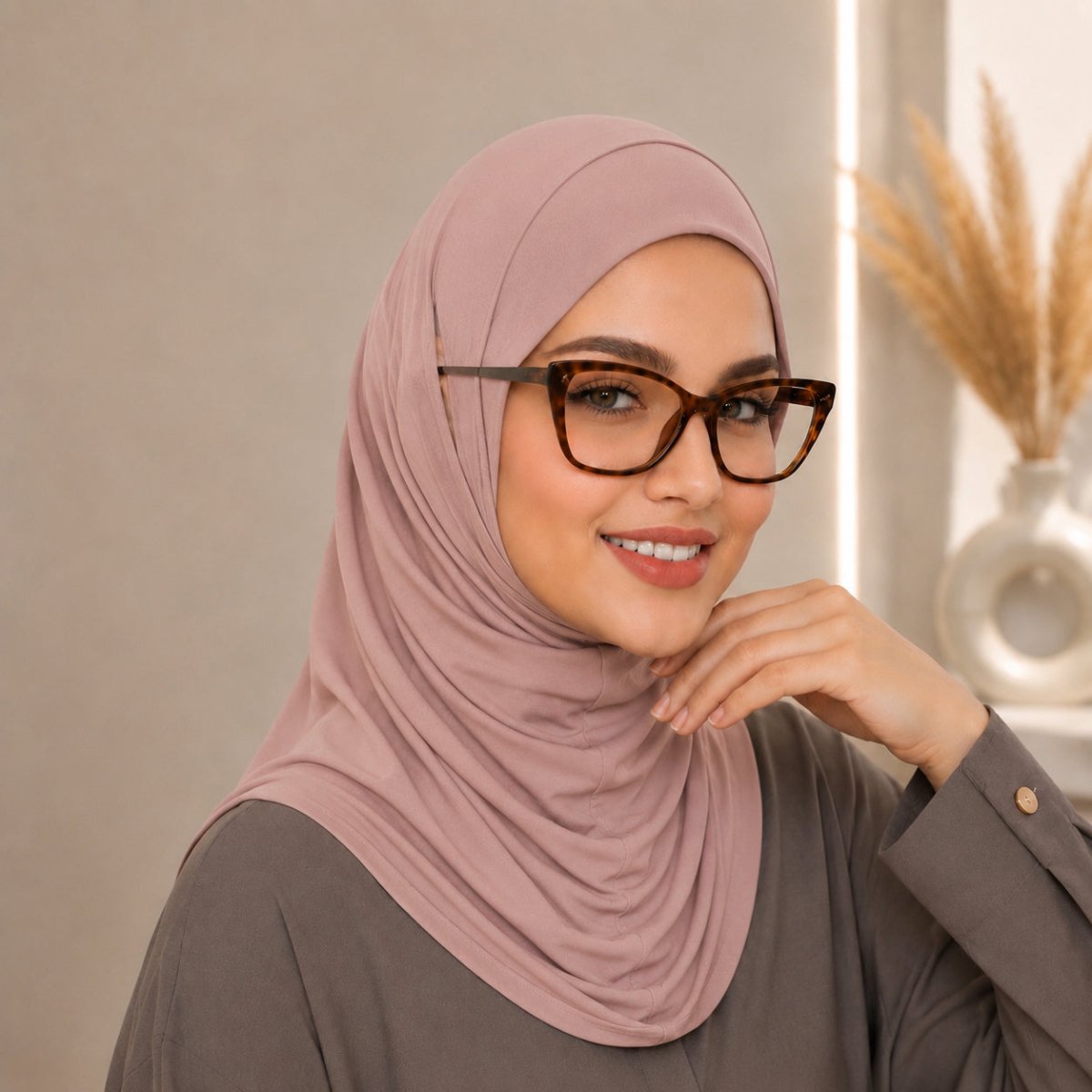 Stretch-Fit Instant Hijab — Cotton Modal, Earphone-Friendly (MH224), view 4