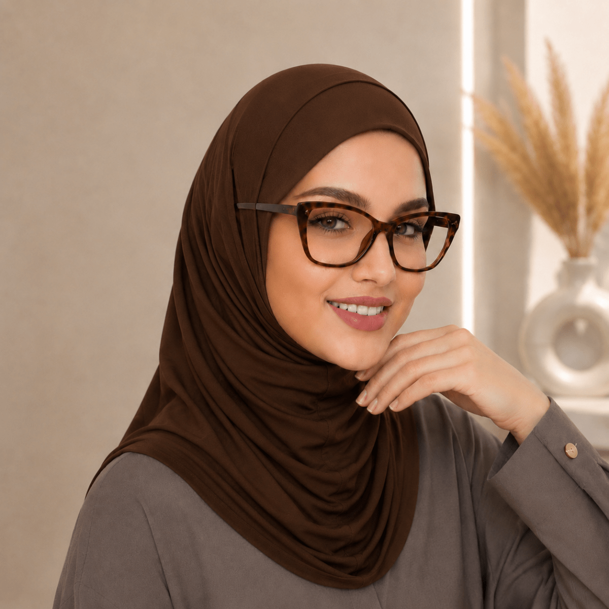Stretch-Fit Instant Hijab — Cotton Modal, Earphone-Friendly (MH224), view 5