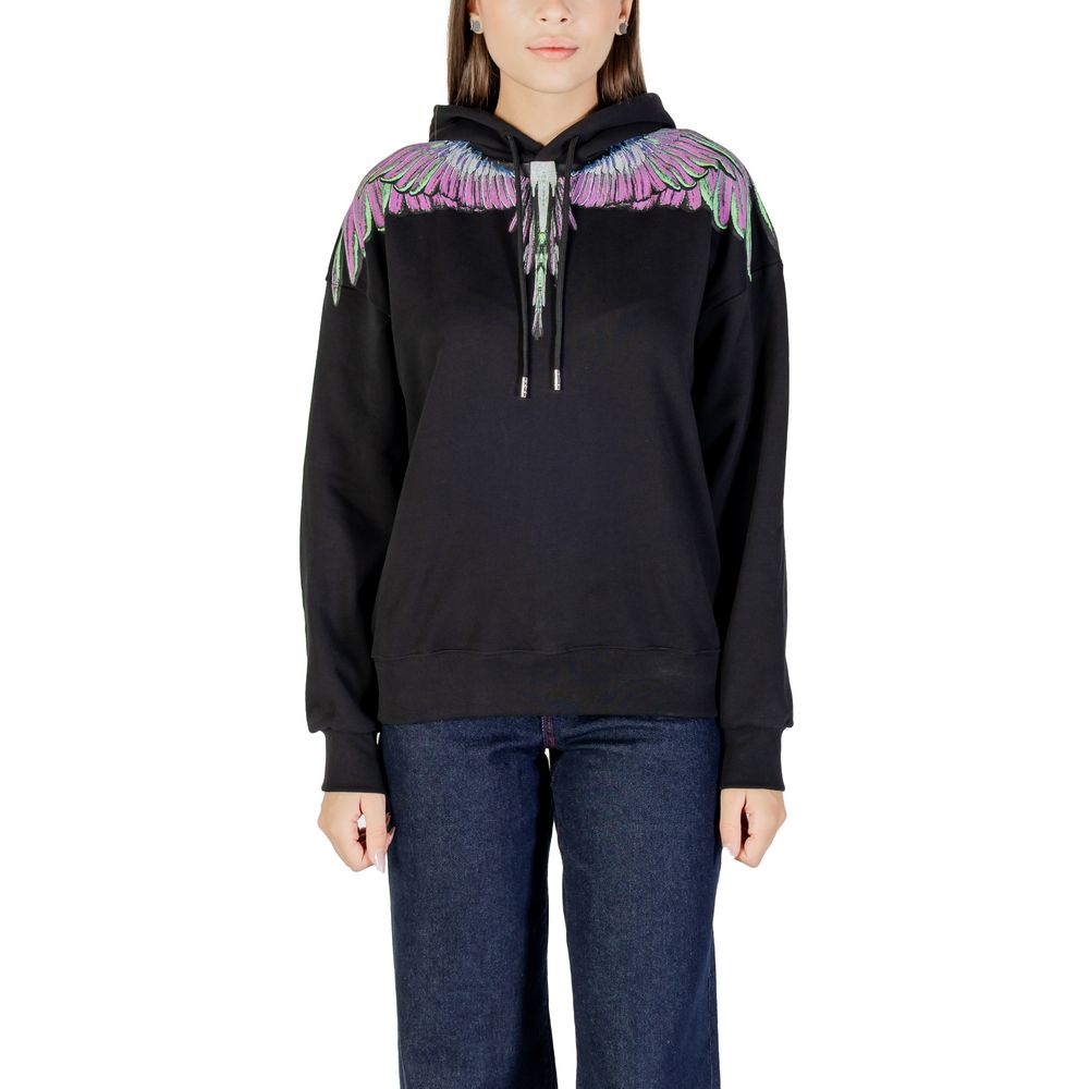 County Of Milan Wing-Embroidered Cotton Hoodie — Black by County Of Milan