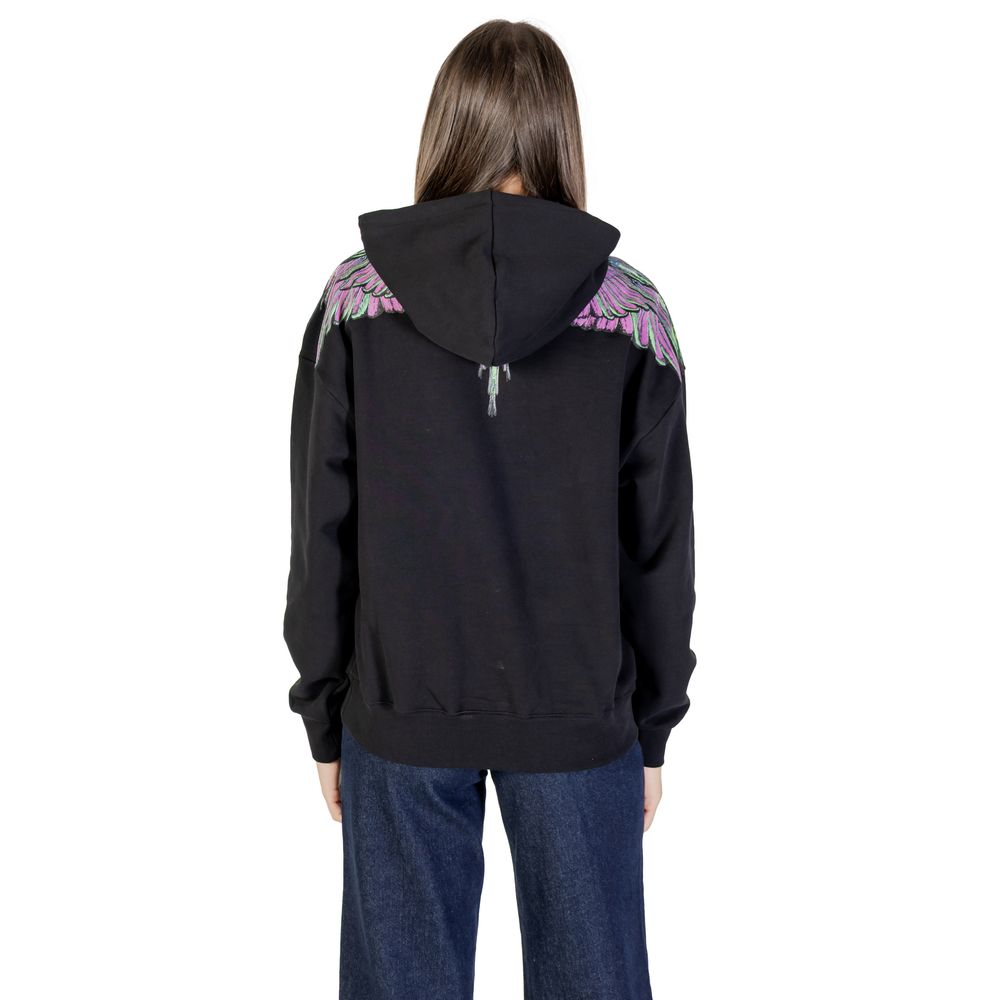 County Of Milan Wing-Embroidered Cotton Hoodie — Black, view 2