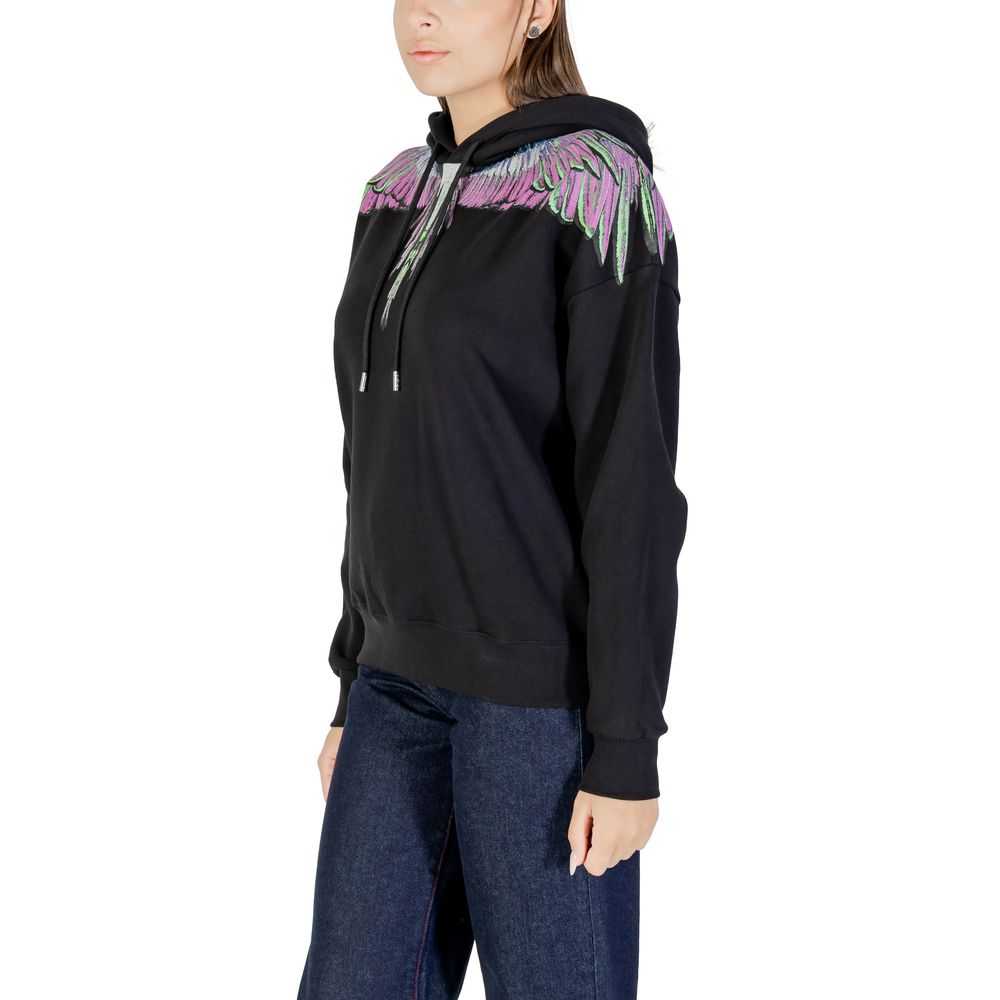 County Of Milan Wing-Embroidered Cotton Hoodie — Black, view 3