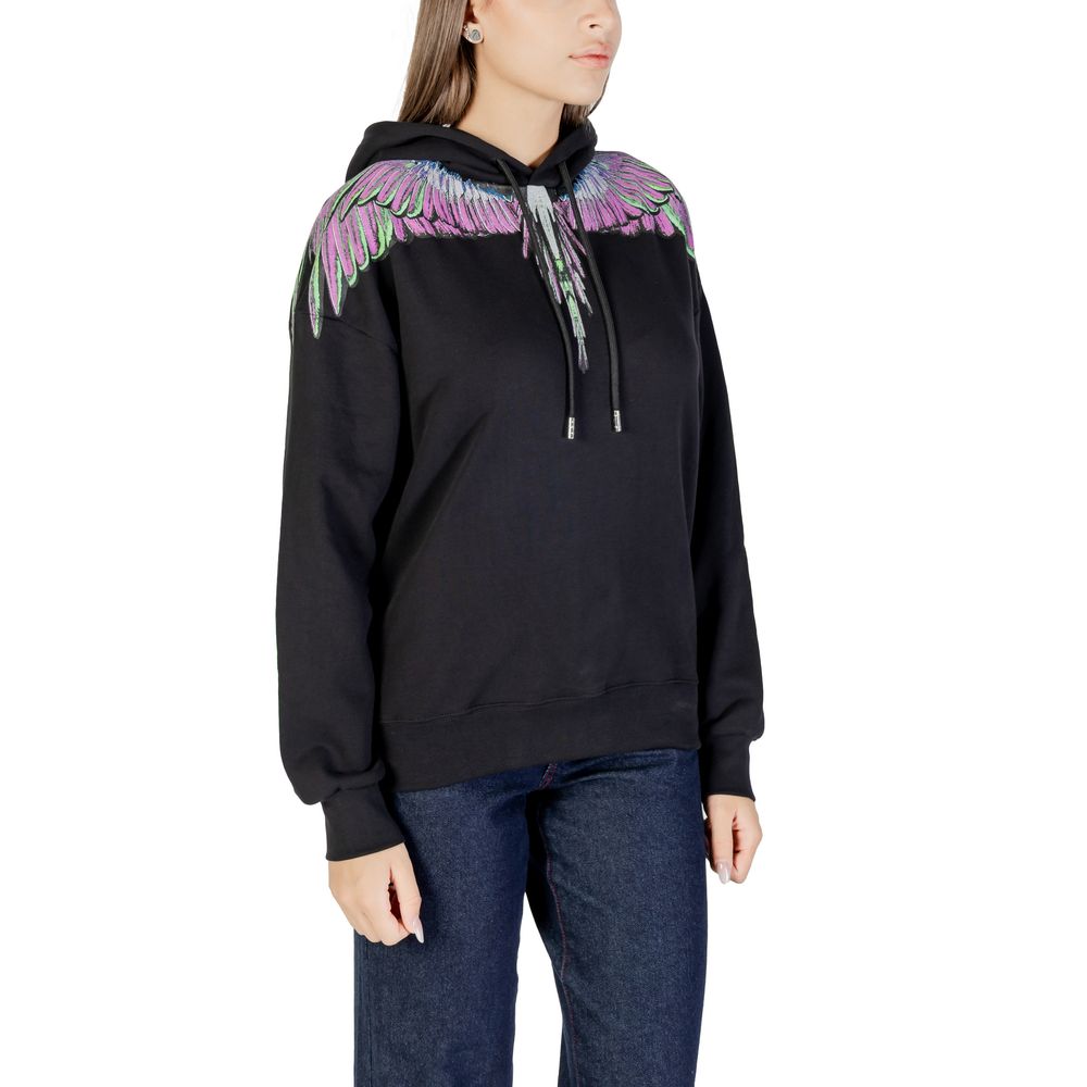 County Of Milan Wing-Embroidered Cotton Hoodie — Black, view 4
