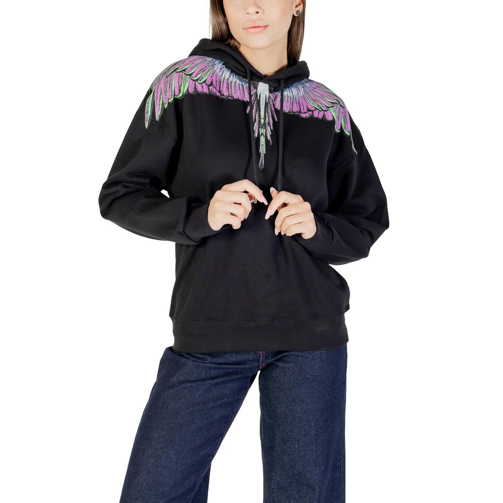 County Of Milan Wing-Embroidered Cotton Hoodie — Black, view 5