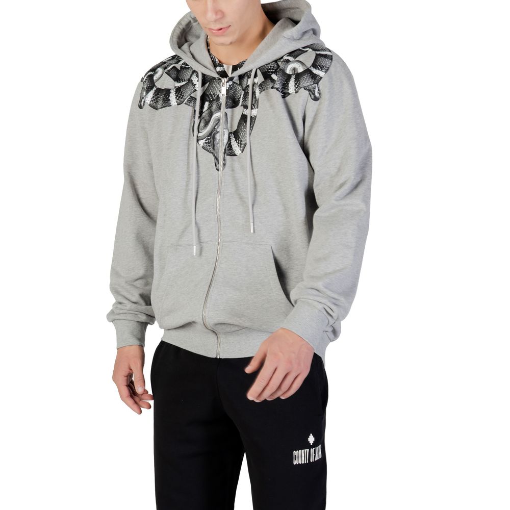 County Of Milan Snake Graphic Cotton Hoodie — Gray, view 3