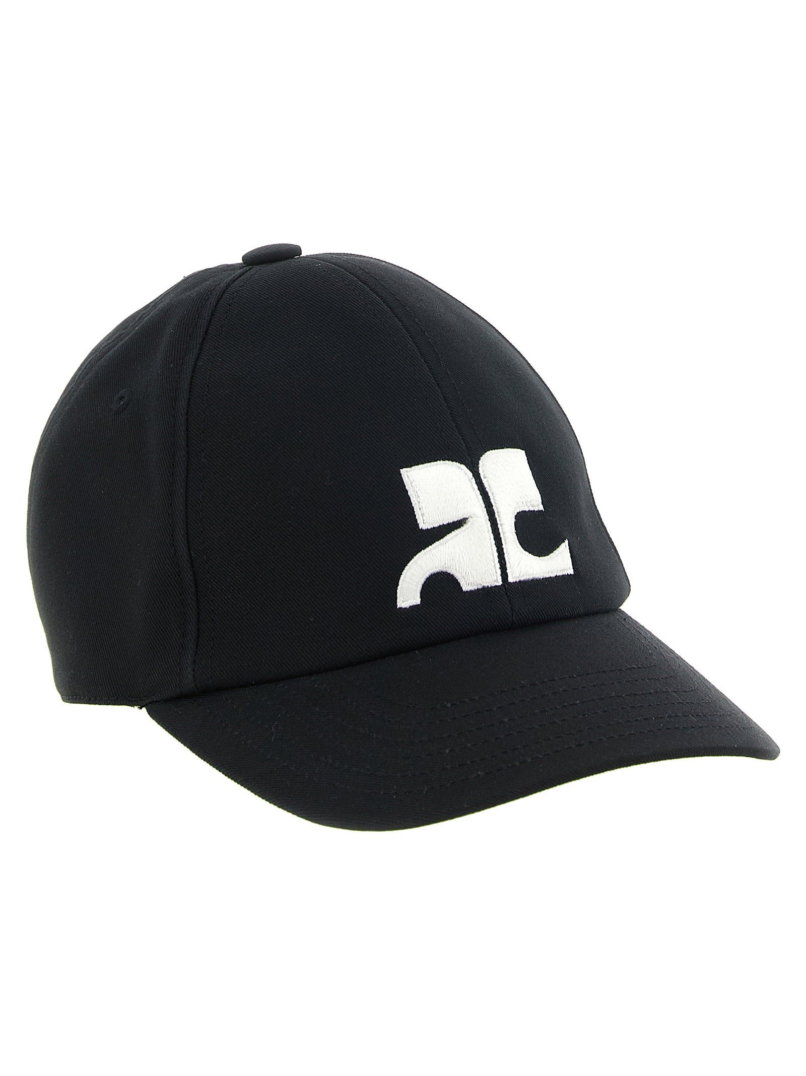Courreges AC Logo-Embroidered Cotton Baseball Cap — Black, view 2