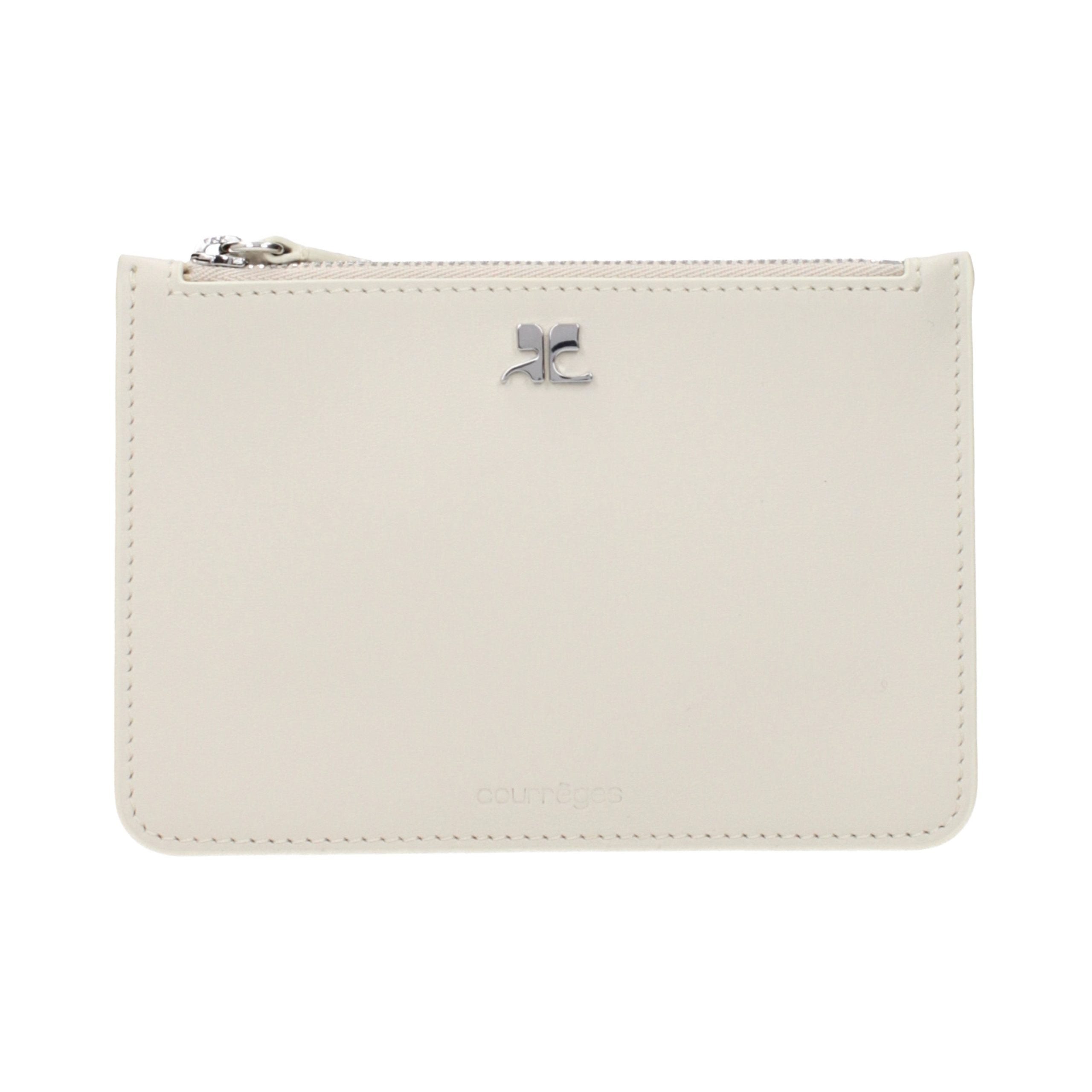 CourrèGes Logo-Detailed Leather Coin Purse — Beige by Courreges