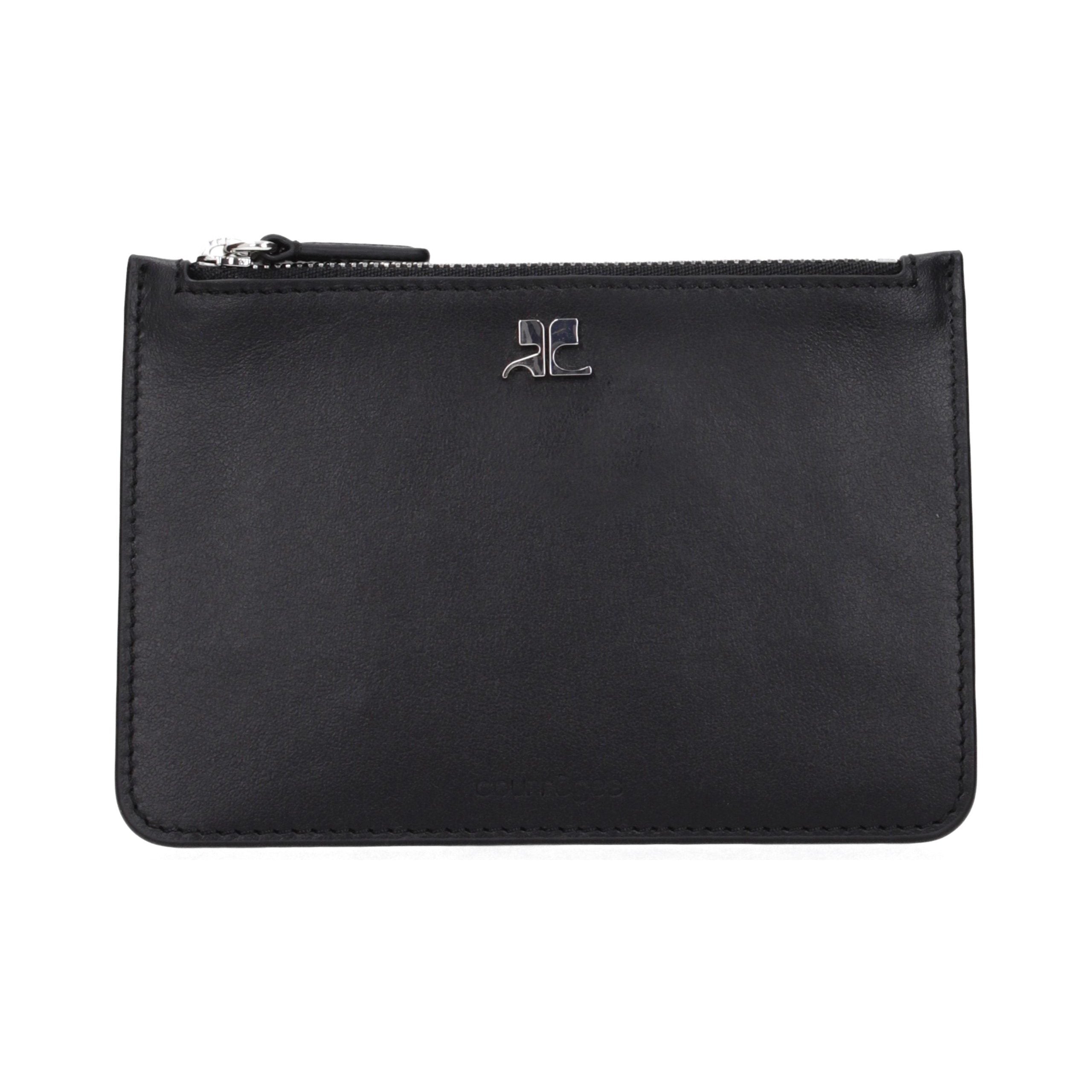 CourrèGes Leather Coin Purse — Black by Courreges