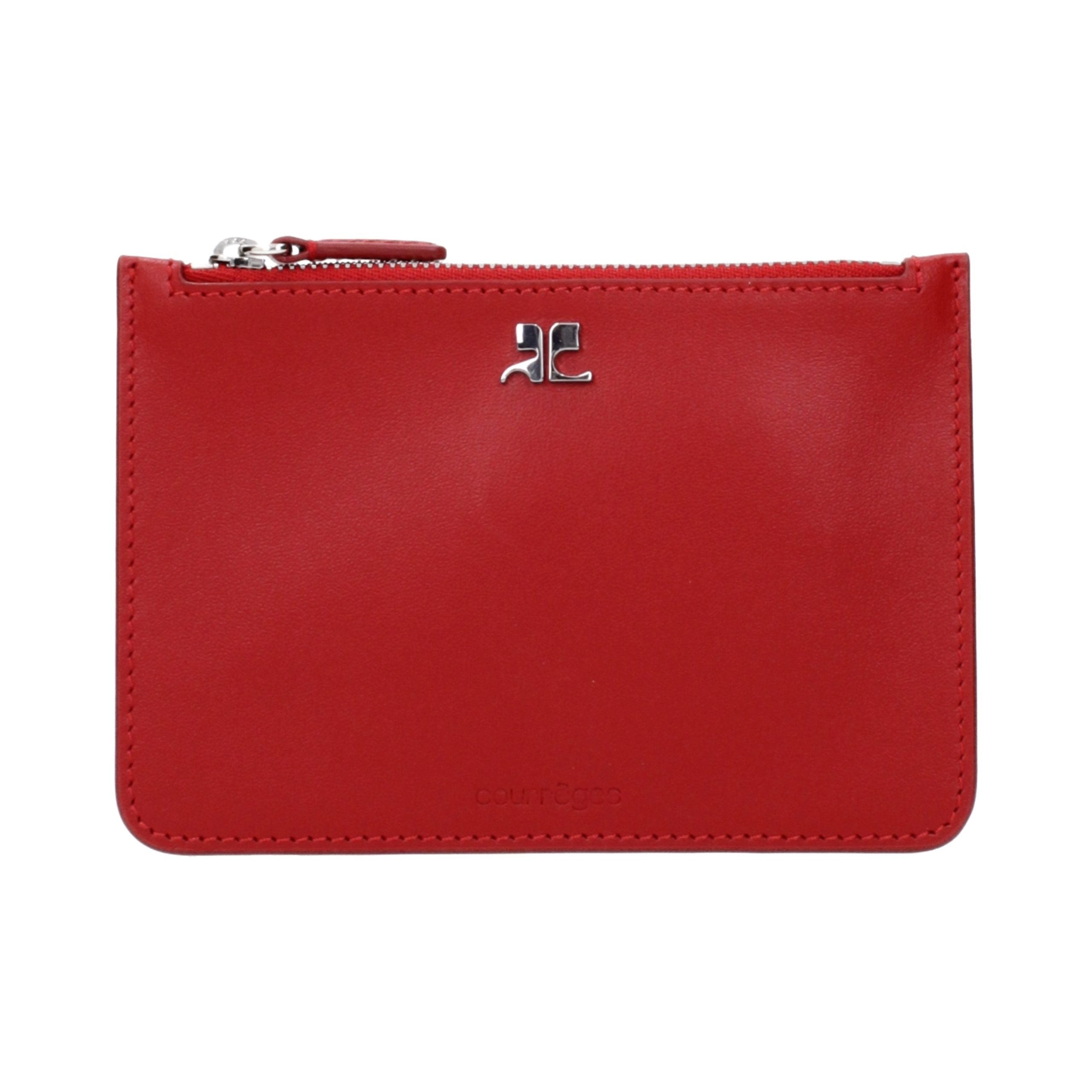 CourrèGes Leather Coin Purse — Red by Courreges