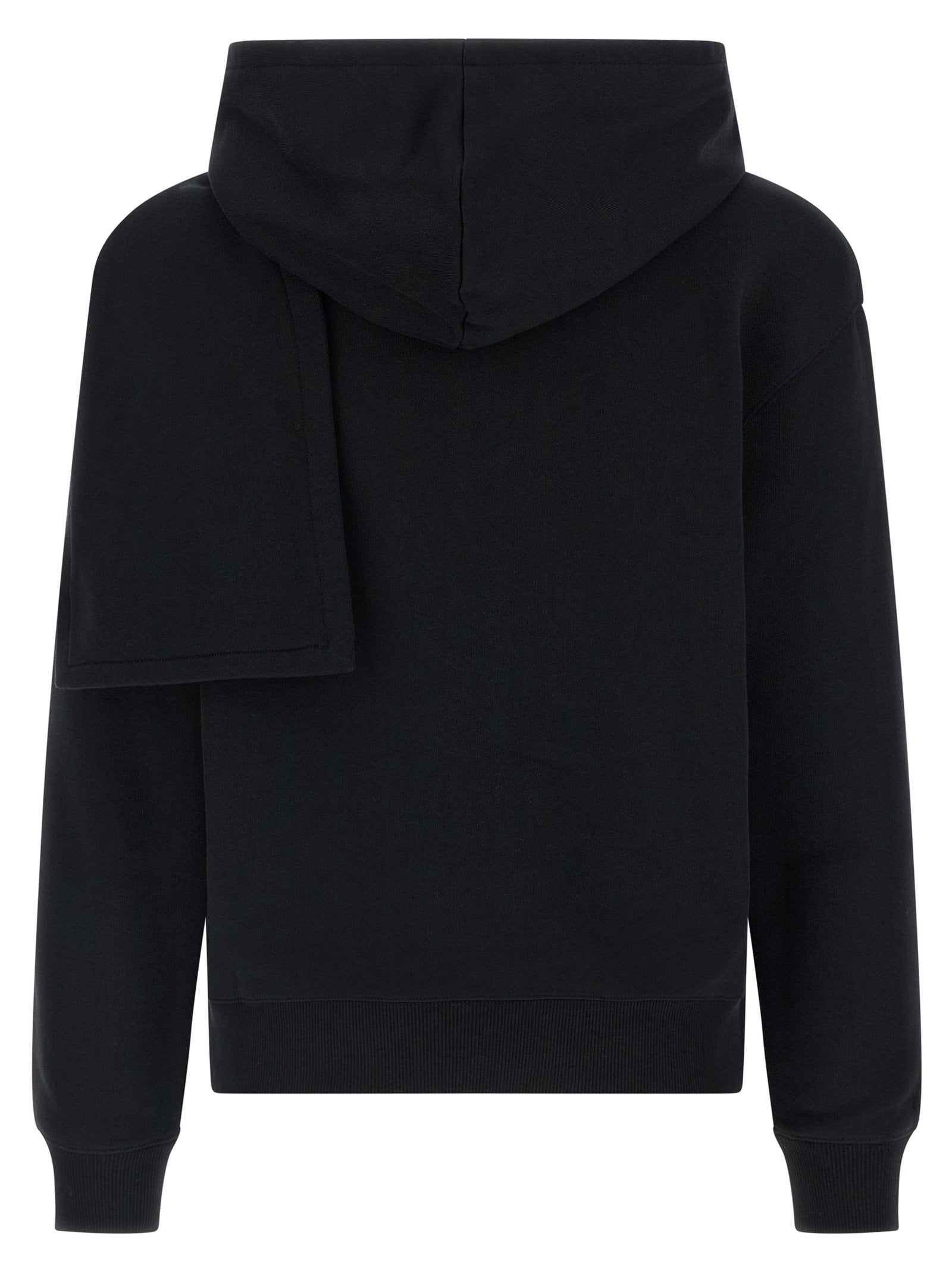 Courreges Brushed Cotton with Tone-on-Tone Embroidery Hoodie — Black, view 2