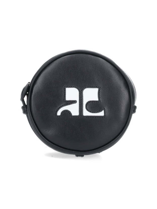 CourrèGes Logo Cutout Leather Mini Bag — Black by Courreges
