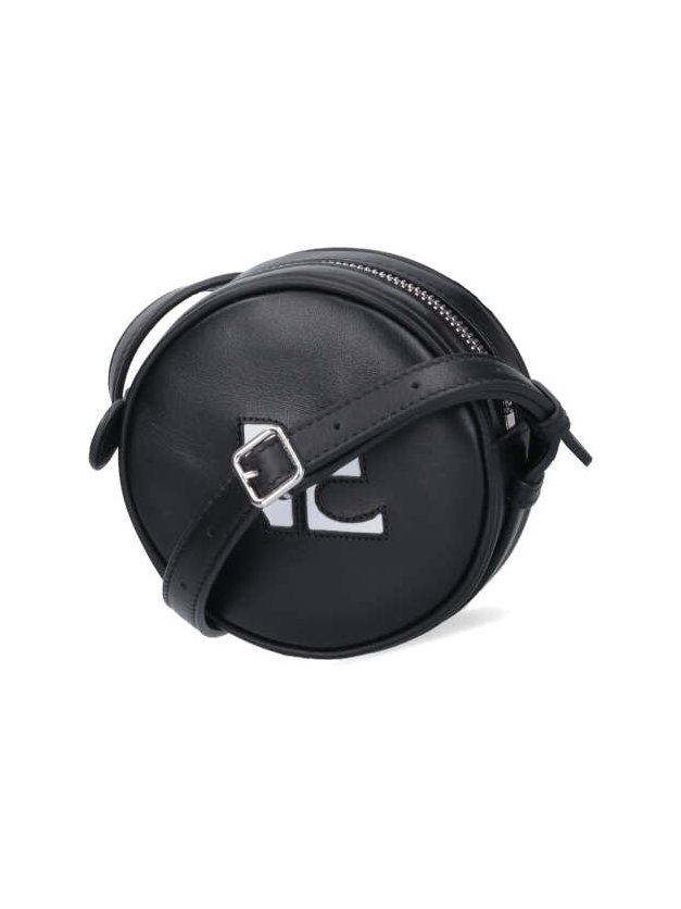 CourrèGes Logo Cutout Leather Mini Bag — Black, view 2