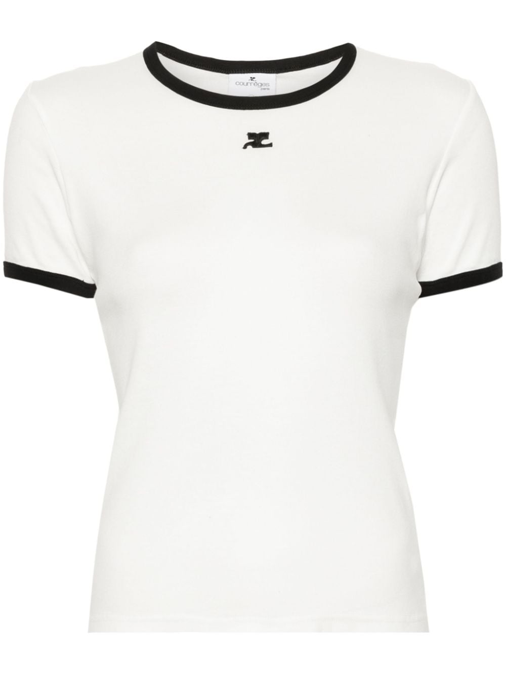 Courreges Pre Logo-Embroidered Cotton T-shirt — White by Courreges Pre