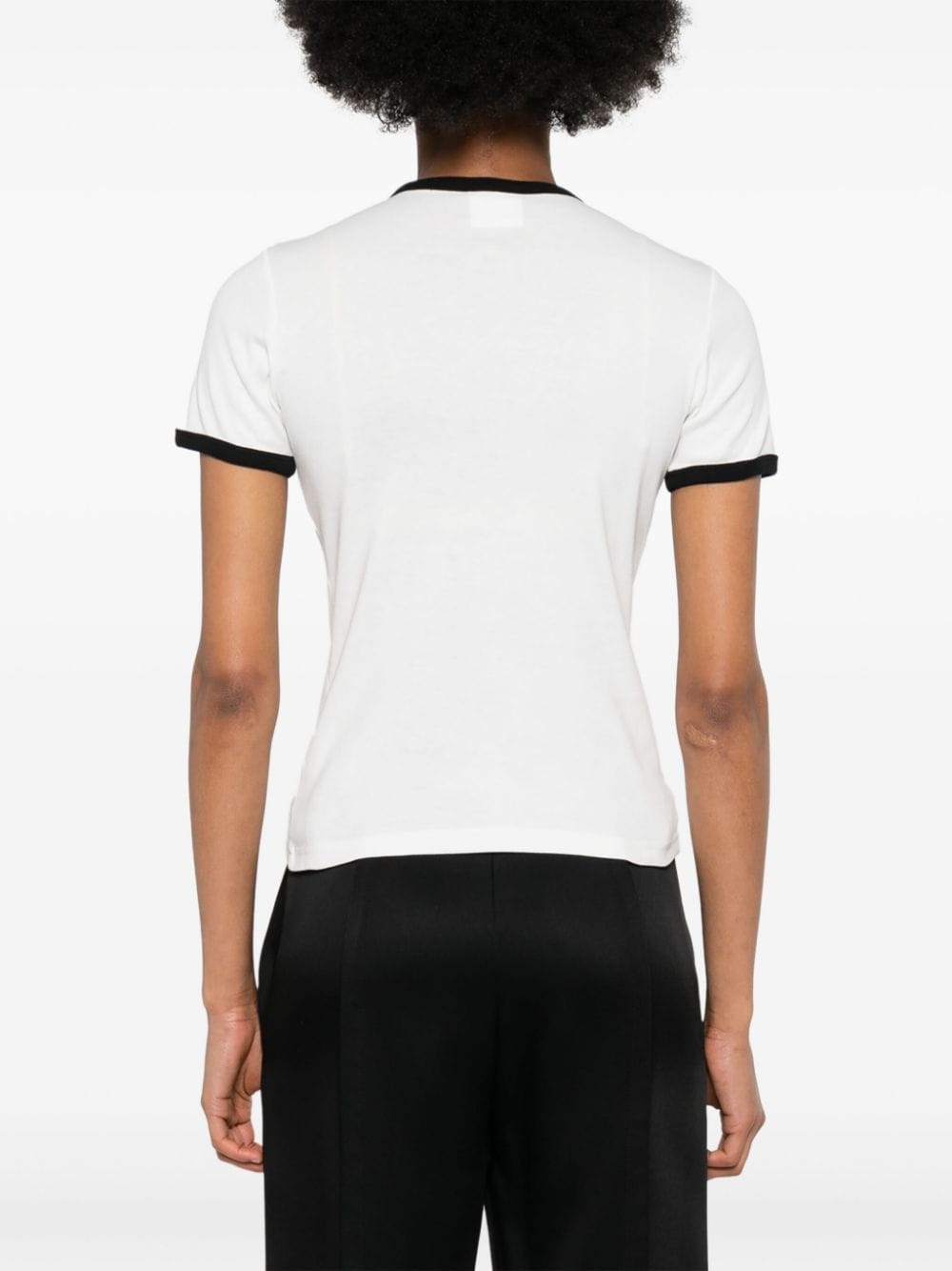 Courreges Pre Logo-Embroidered Cotton T-shirt — White, view 2