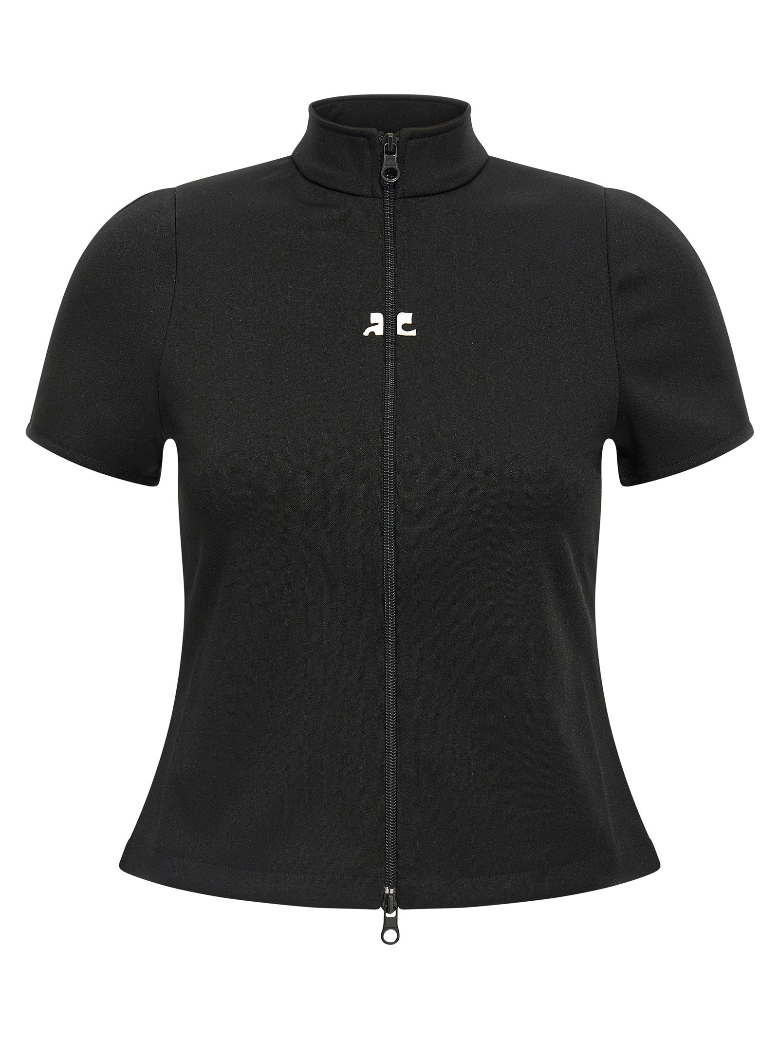 Courreges Logo-Embroidered Interlock Shirt — Black by Courreges