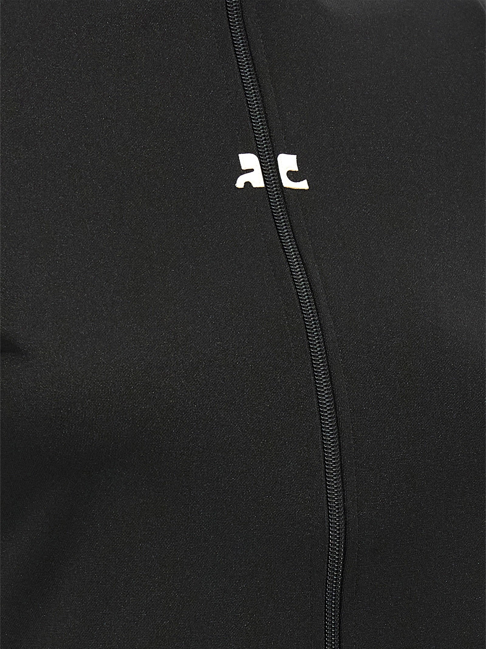 Courreges Logo-Embroidered Interlock Shirt — Black, view 4