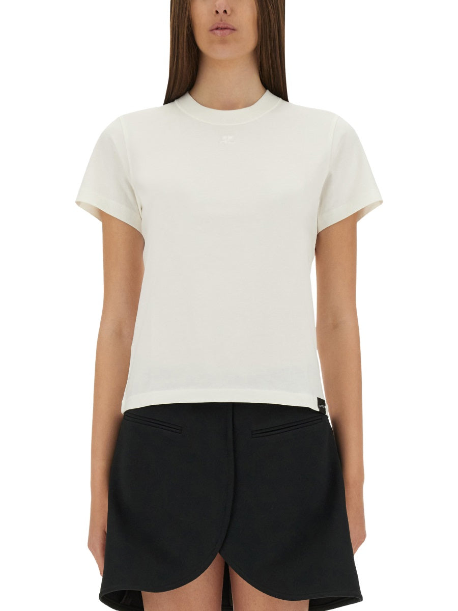 CourrèGes Cotton T-Shirt — White, view 4