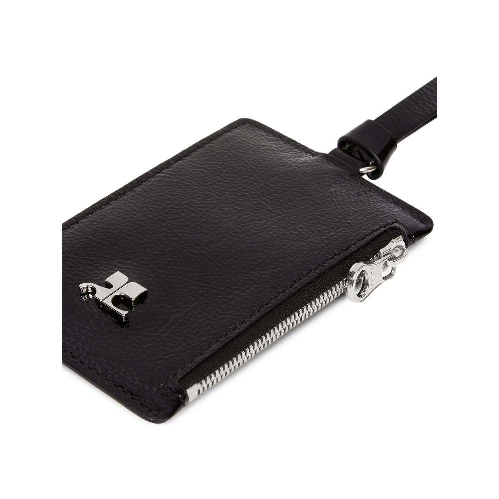 CourrèGes Textured Leather Wallet — Black, view 3