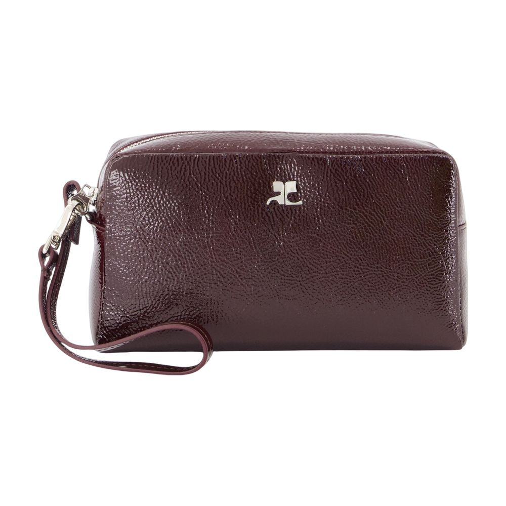 Courreges Pebbled Leather Wristlet Wallet — Burgundy by Courreges
