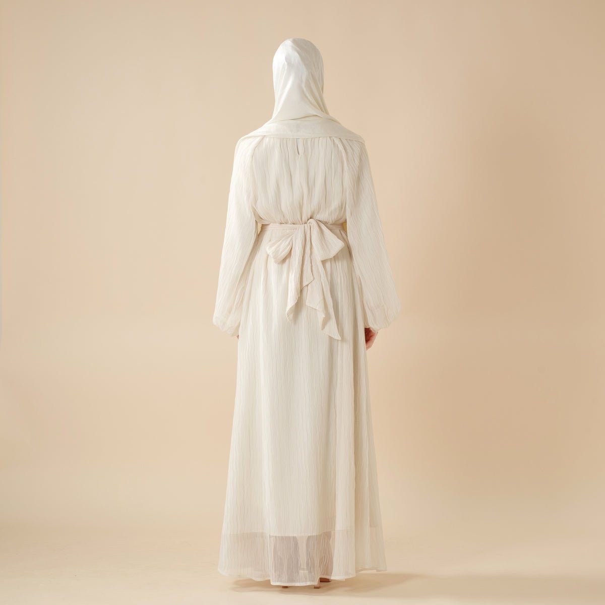 Cream White Puff Sleeves Abaya, view 5