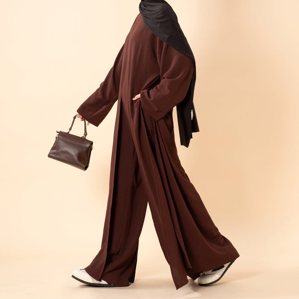 Crepe Multi-Slit Abaya Set, view 4