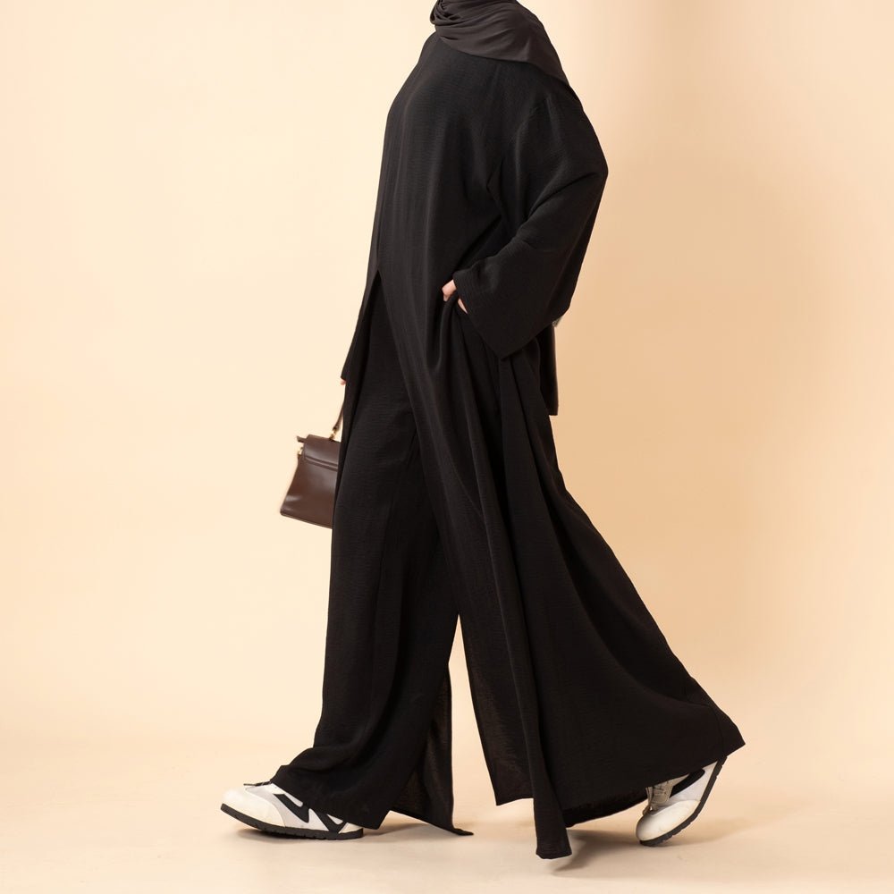 Crepe Multi-Slit Abaya Set, view 5