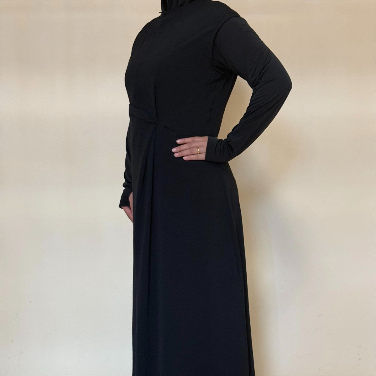 Crepe Sleeveless Maxi Dress with Waist Pleat & Back Zip(MS436), view 7