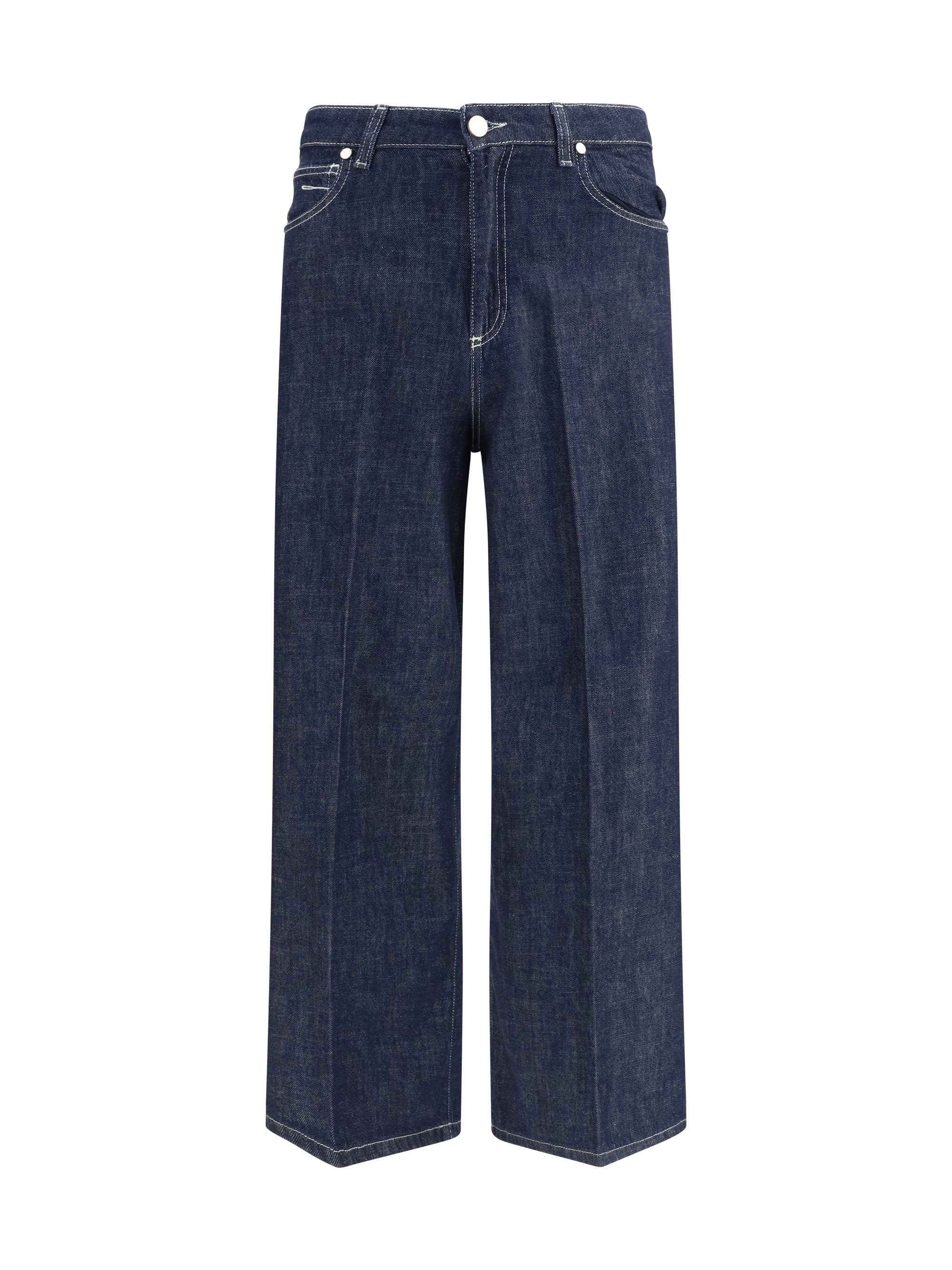 Cruna Wide-Leg Cotton Jeans — Navy, view 3