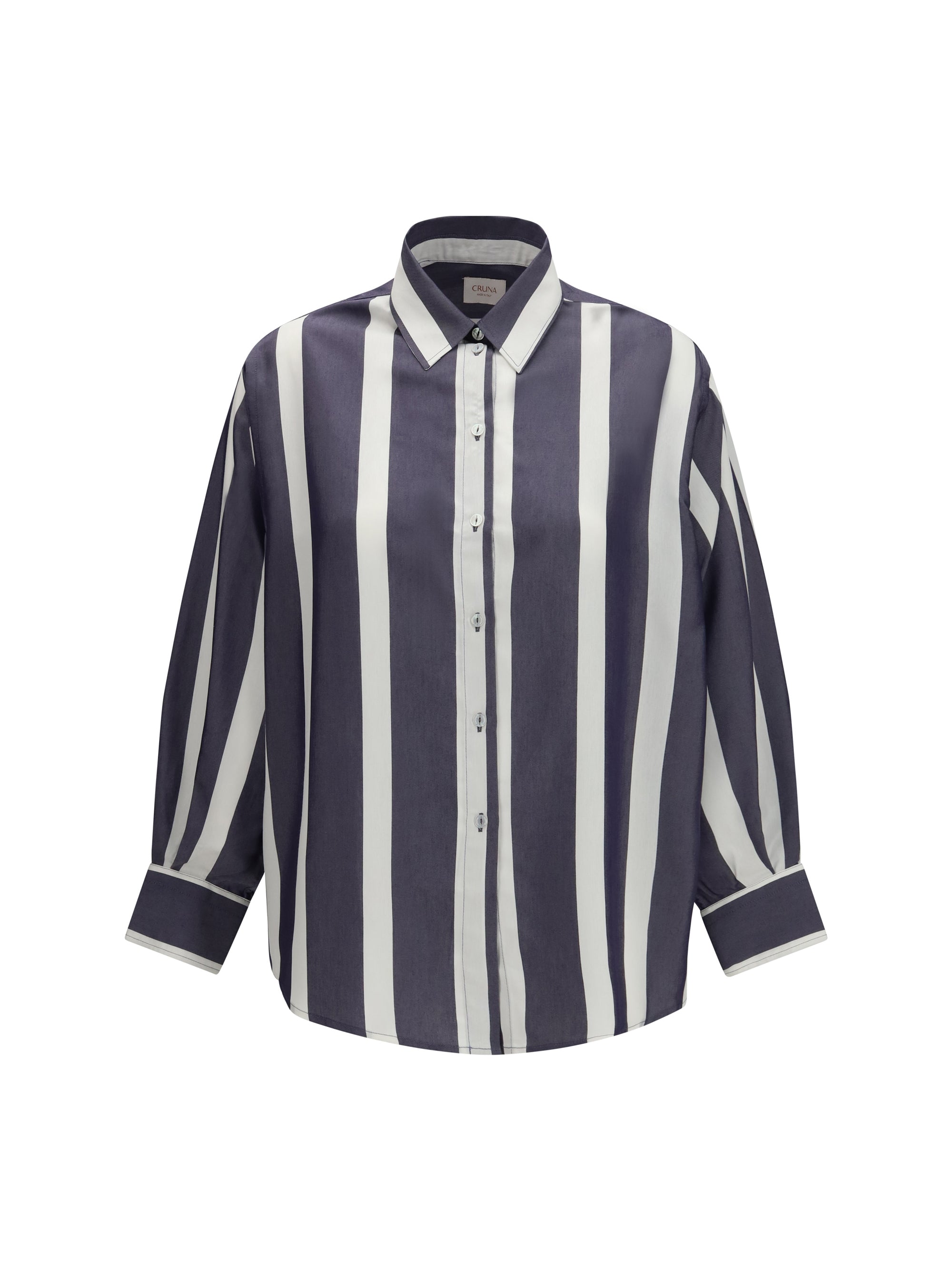 Cruna Striped Viscose Shirt — Navy by Cruna