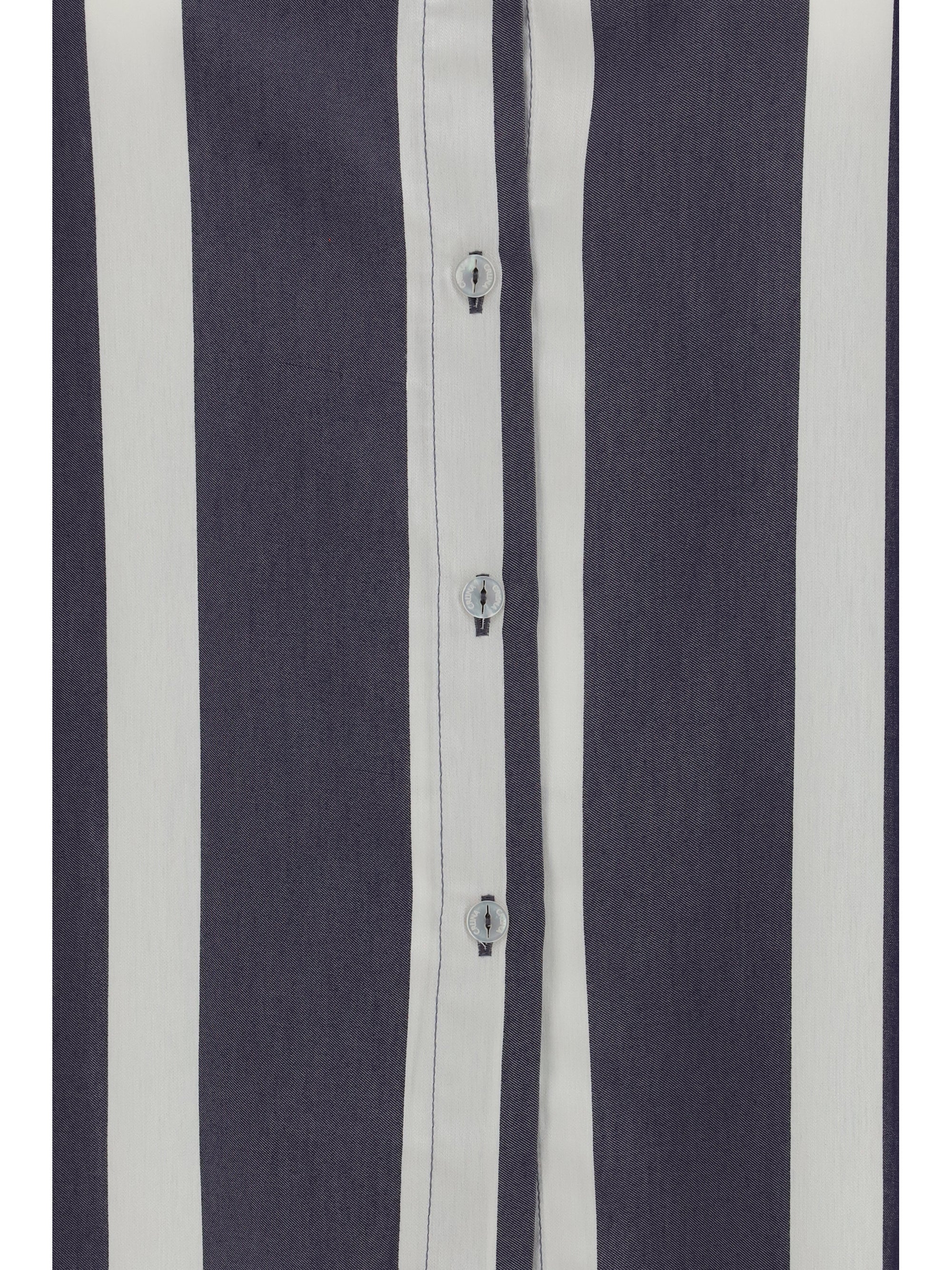 Cruna Striped Viscose Shirt — Navy, view 2