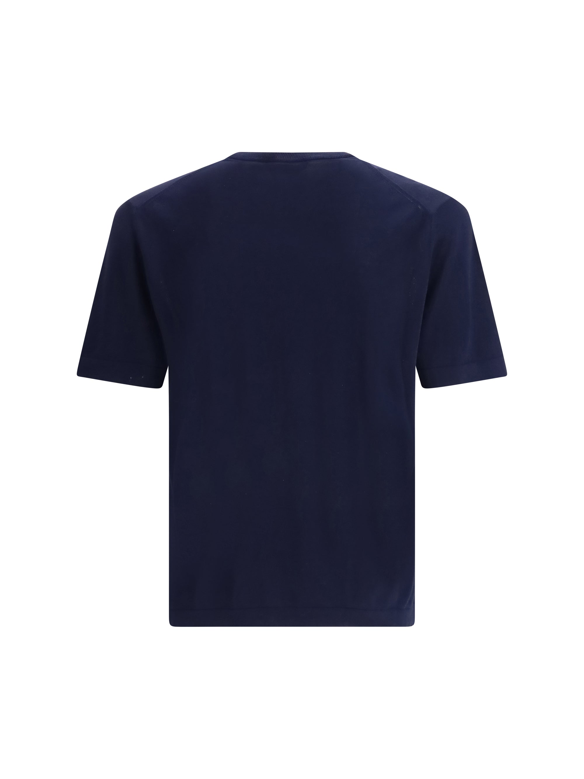 Cruna Cotton Knitted T-Shirt — Navy, view 3