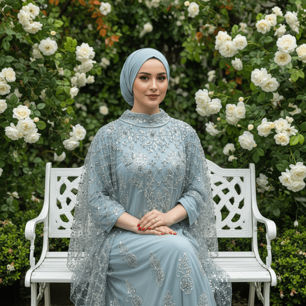 Crystal Beaded Cape Overlay Abaya Set (MA427), view 2